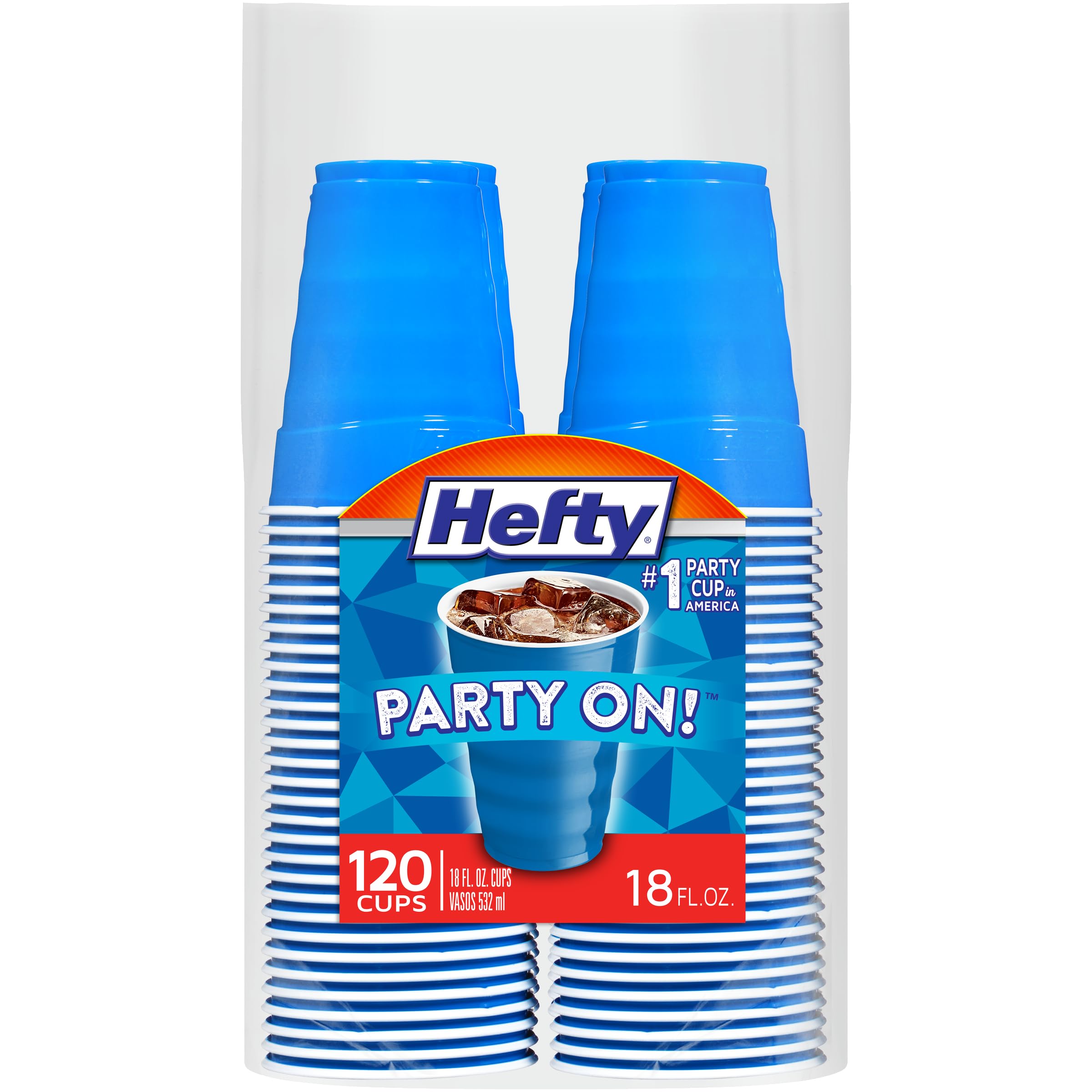 [120 CT] 18 oz Hefty Marine Blue Party Cups