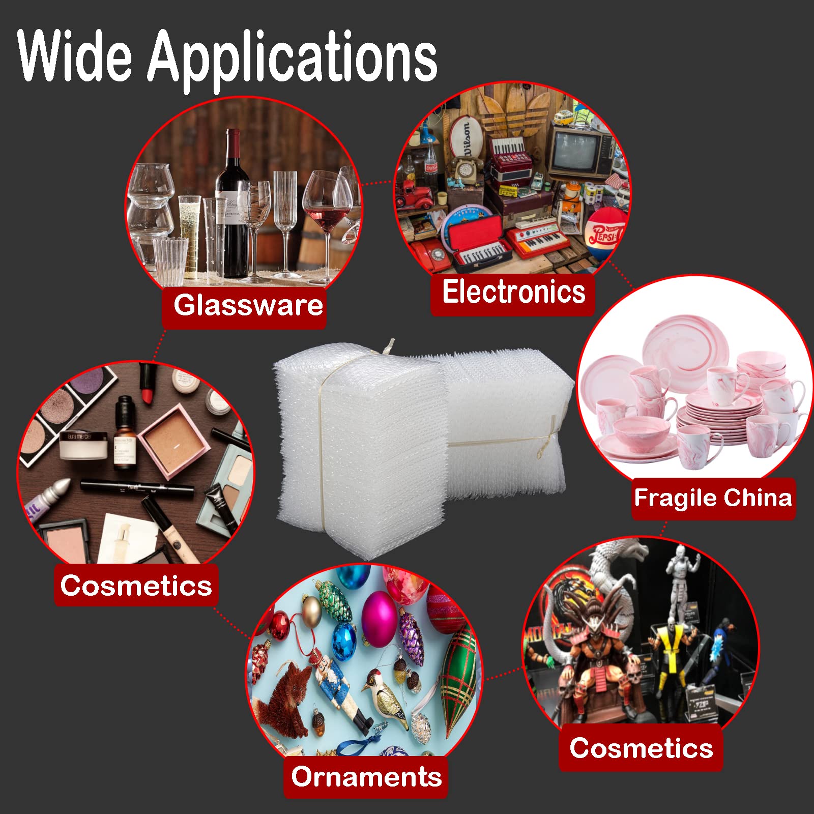 200 Pcs Clear Bubble Out Bags 6”x8”/ 12"x12" / 16"x20", Bubble Pouches Wrap Bag