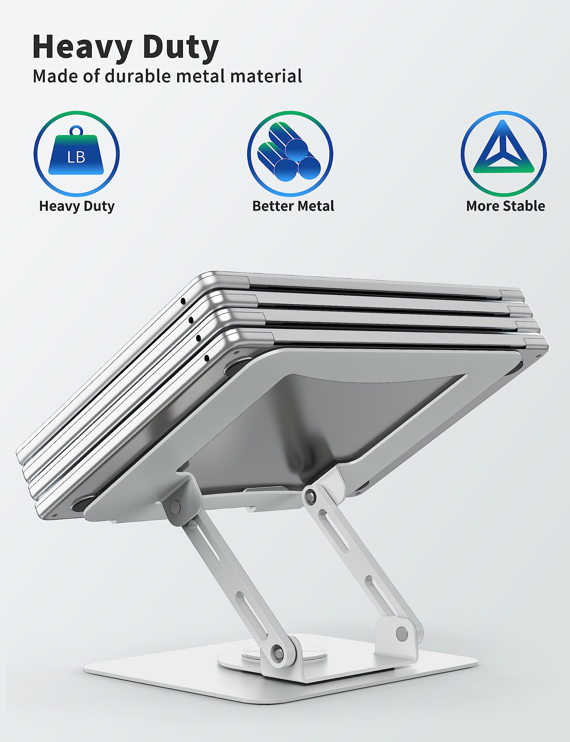 [1 PC] Laptop Stand with 360° Rotating Base, Ergonomic Computer Riser, Foldable Laptop Mount