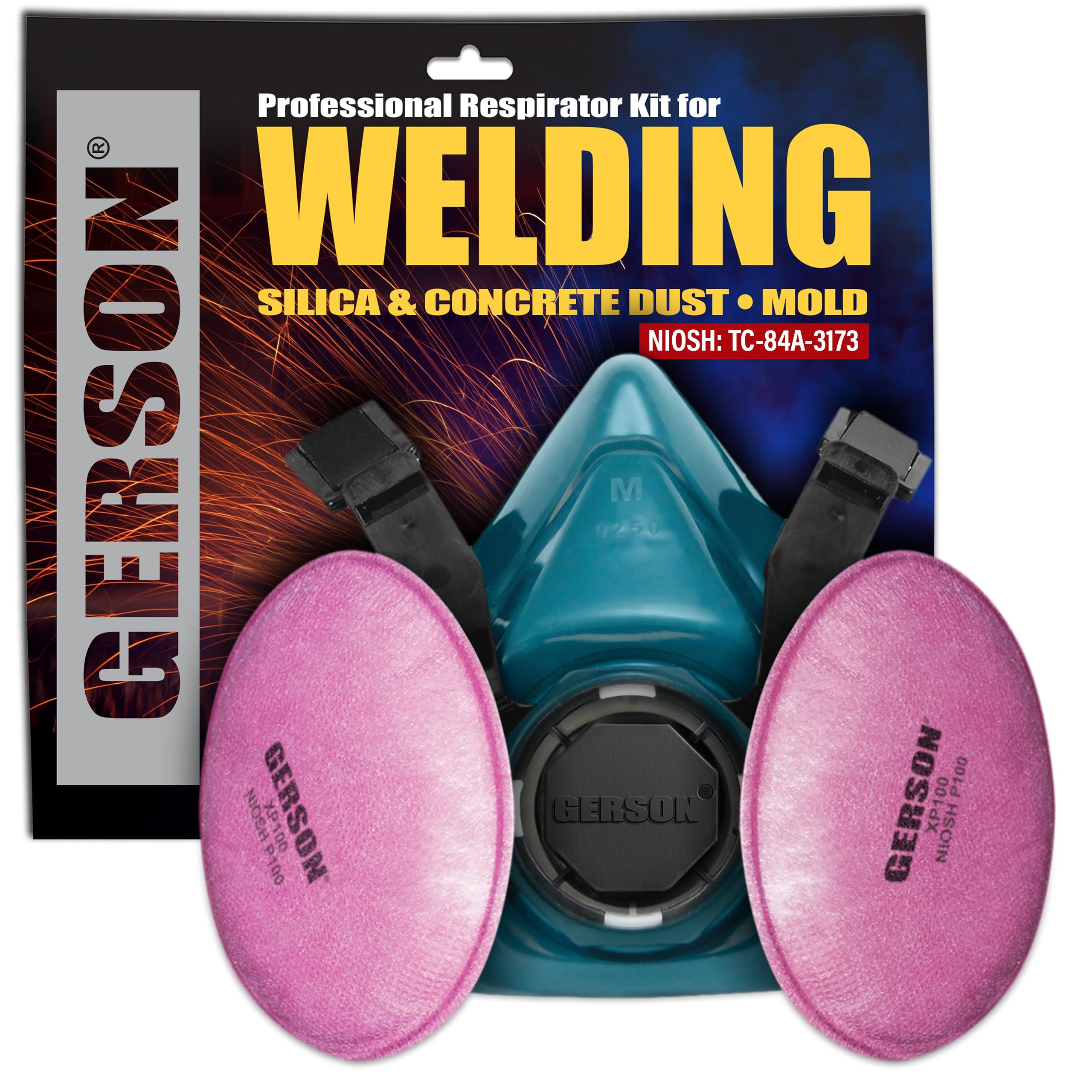 [1 PC] Industrial P100 Respirator Kit for Welding, Silica & Concrete Dust/Mold, Medium or Large