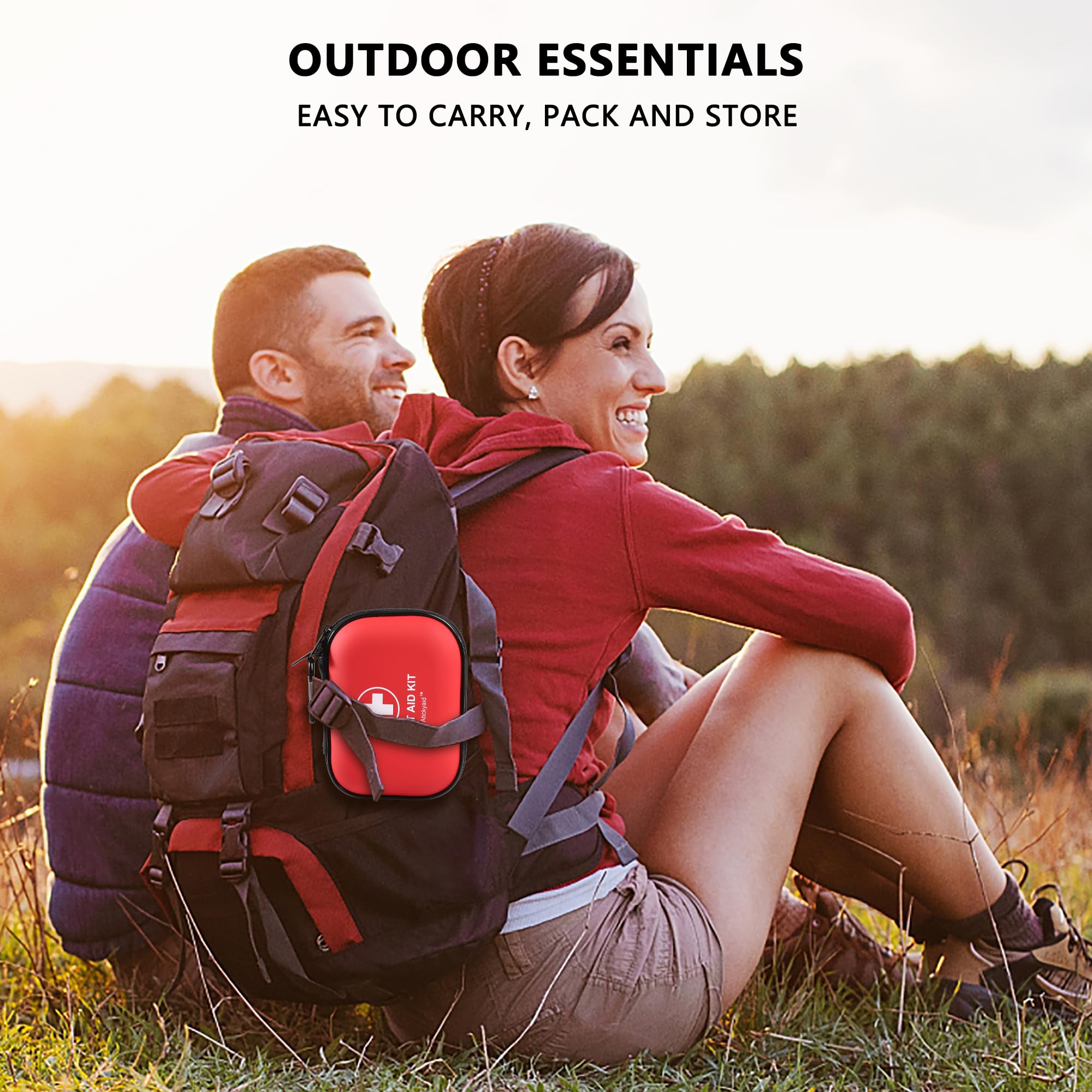 Mini First Aid Kit - 120 Piece Small Waterproof Hard Shell Medical Kit