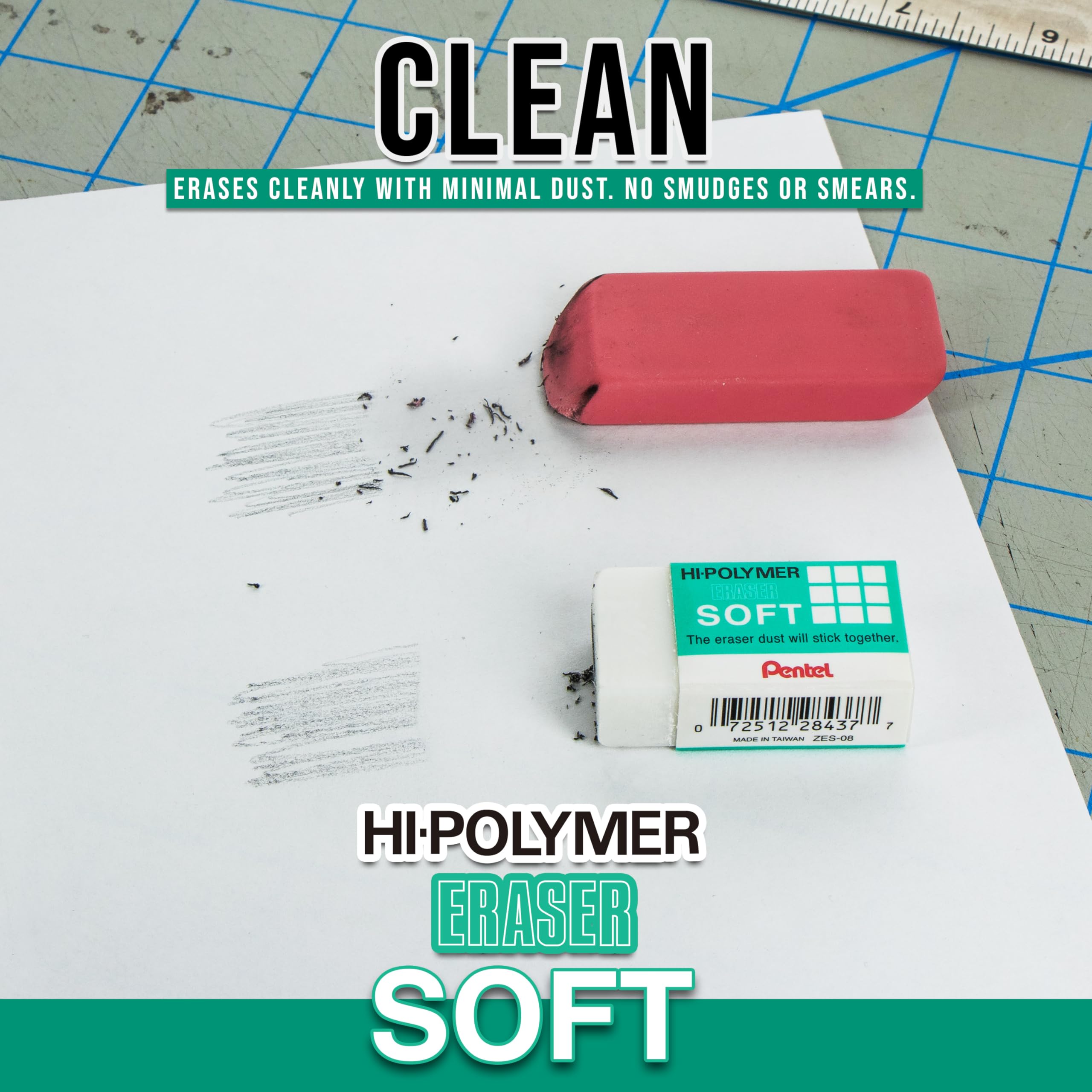 Pentel Hi-Polymer Soft Eraser, 36 Pack