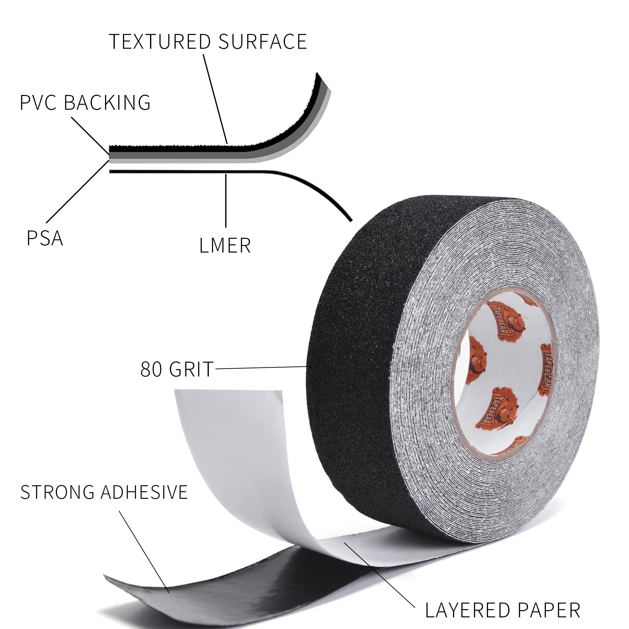 [1 Roll] Anti-Slip Safety Tape for Indoor/Outdoor, Compatible with Plastic, Wood, Ceramic, Glass, Metal