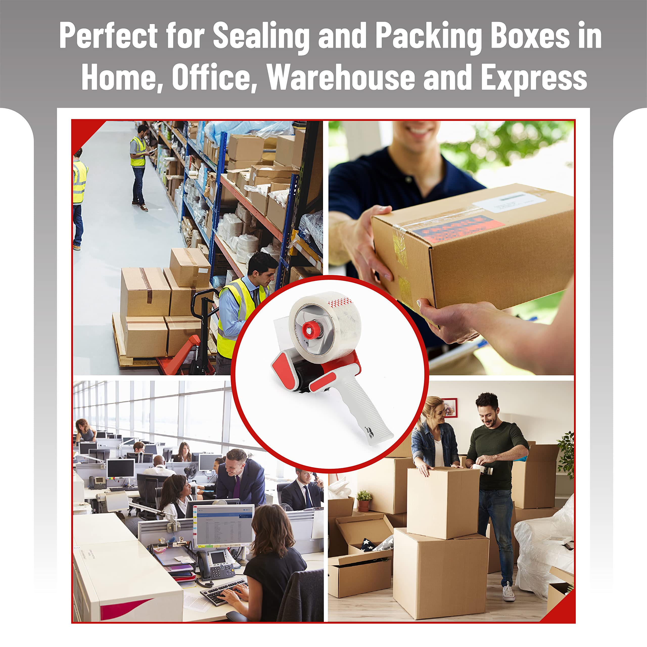 Packing Tape Dispenser Gun, Tape Gun with a 2 Inch Roll of Tape