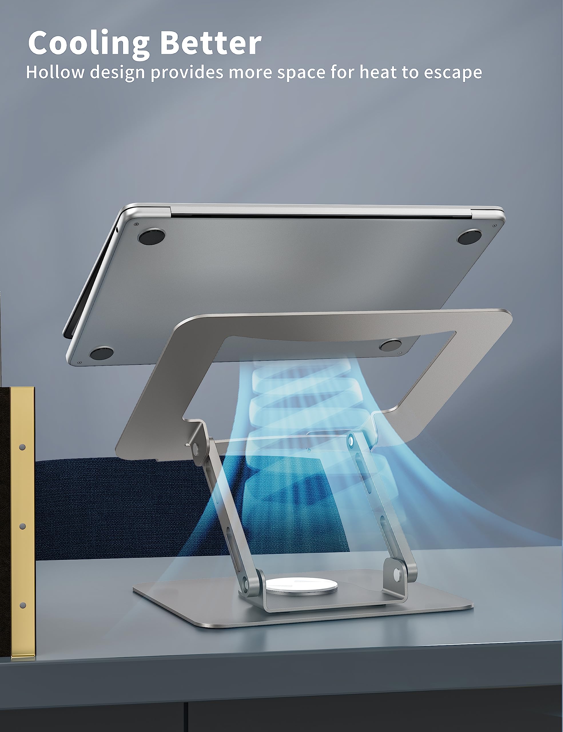 [1 PC] Laptop Stand with 360° Rotating Base, Ergonomic Computer Riser, Foldable Laptop Mount