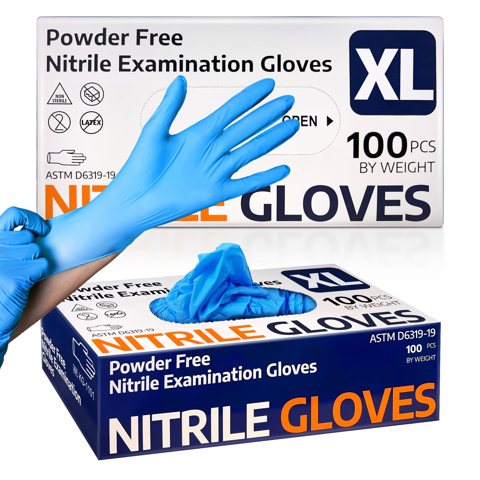 [100 PCS] Nitrile Exam Glove, 3.5 mil Disposable Medical Gloves Powder-Free Latex-Free