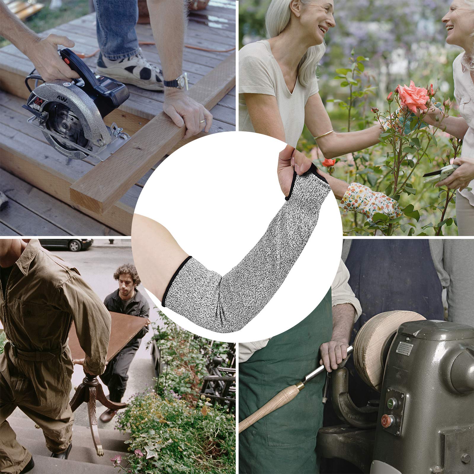 [1 Pair / 2 Pairs] Cut Resistant Sleeves, Level 5 Arm Protection Sleeves with Thumb Hole