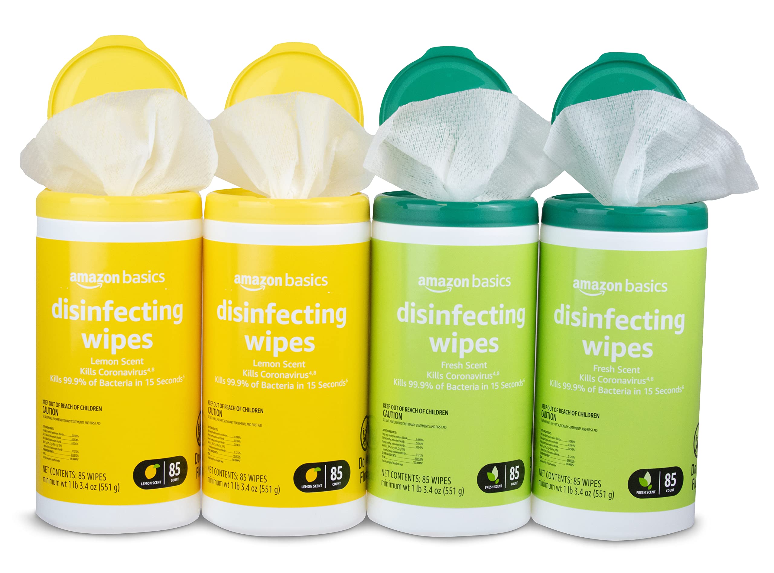 [3 or 4 Pack] Amazon Basics Disinfecting Wipes, for Sanitizing, Cleaning & Deodorizing
