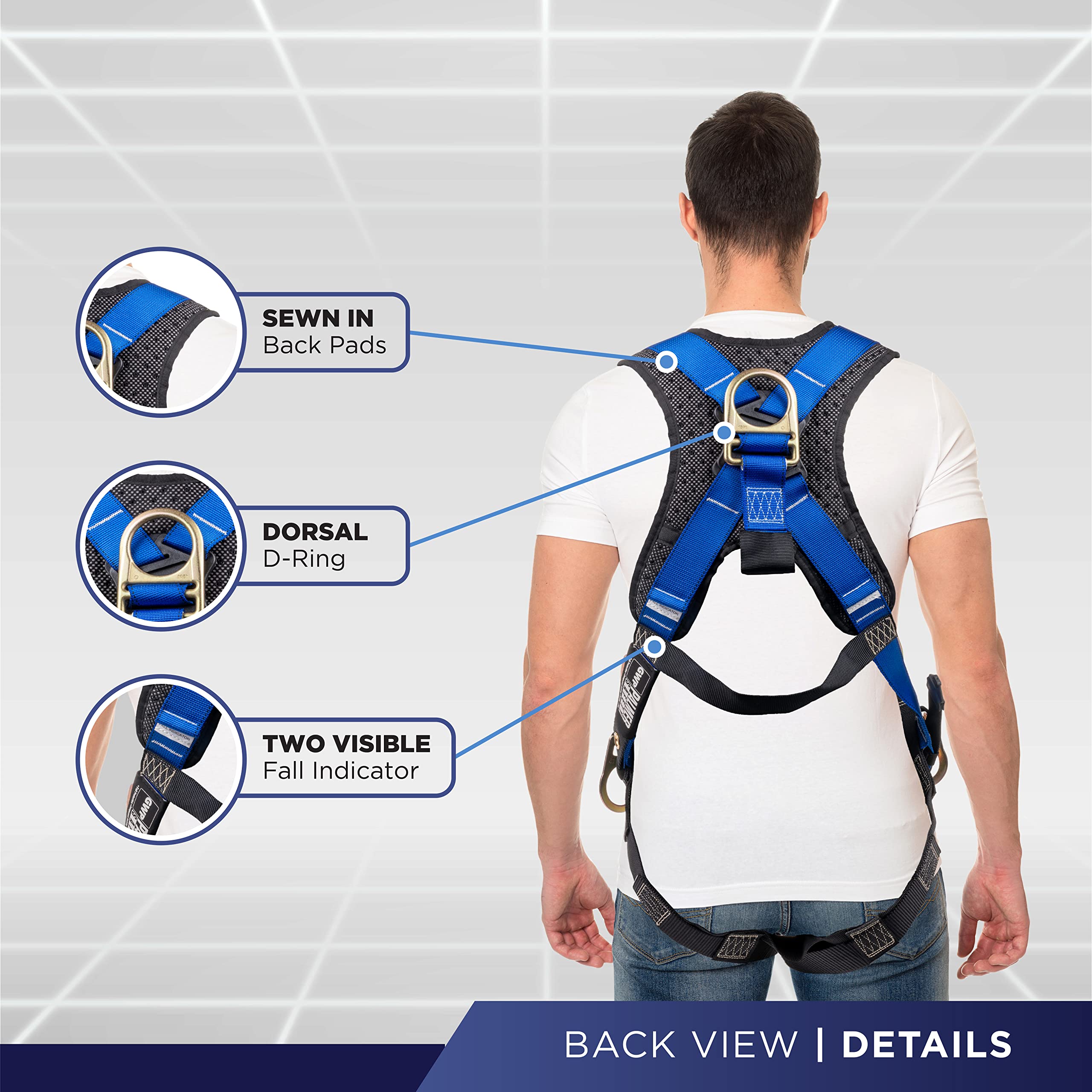 [1 Pack] Fall Protection 5pt Safety Harness w/ OSHA ANSI Compliant Personal Equipment