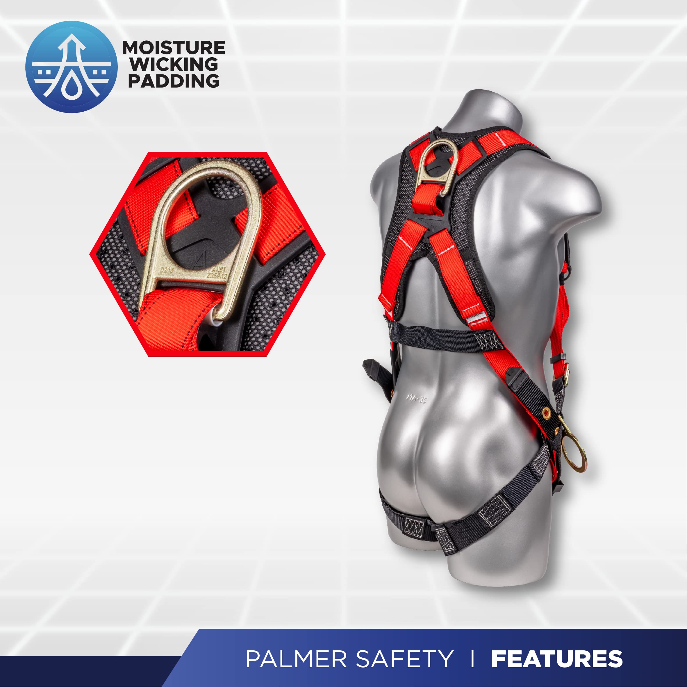 [1 Pack] Fall Protection 5pt Safety Harness w/ OSHA ANSI Compliant Personal Equipment