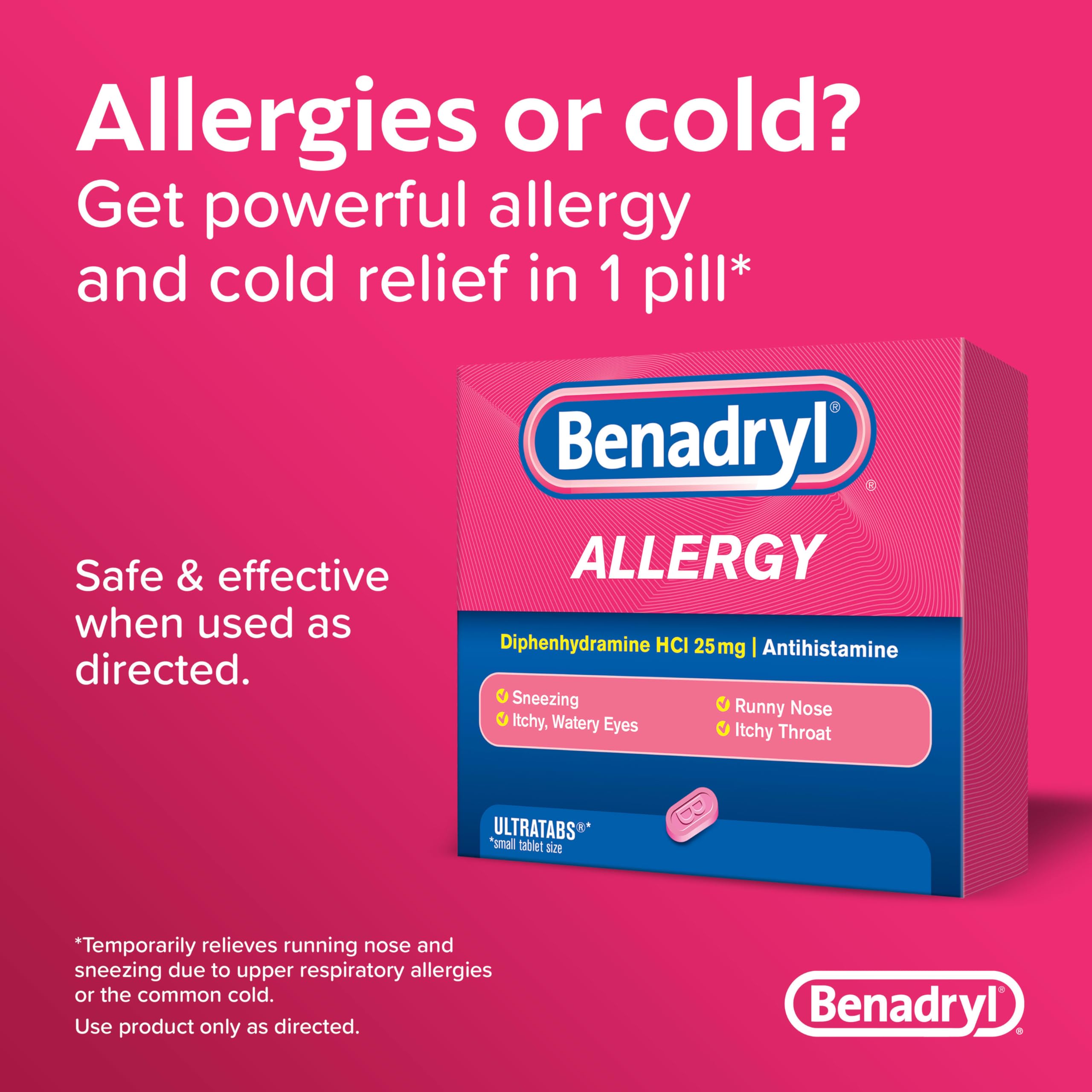 Benadryl Ultratabs Go Packs, Antihistamine Allergy Medicine Tablets