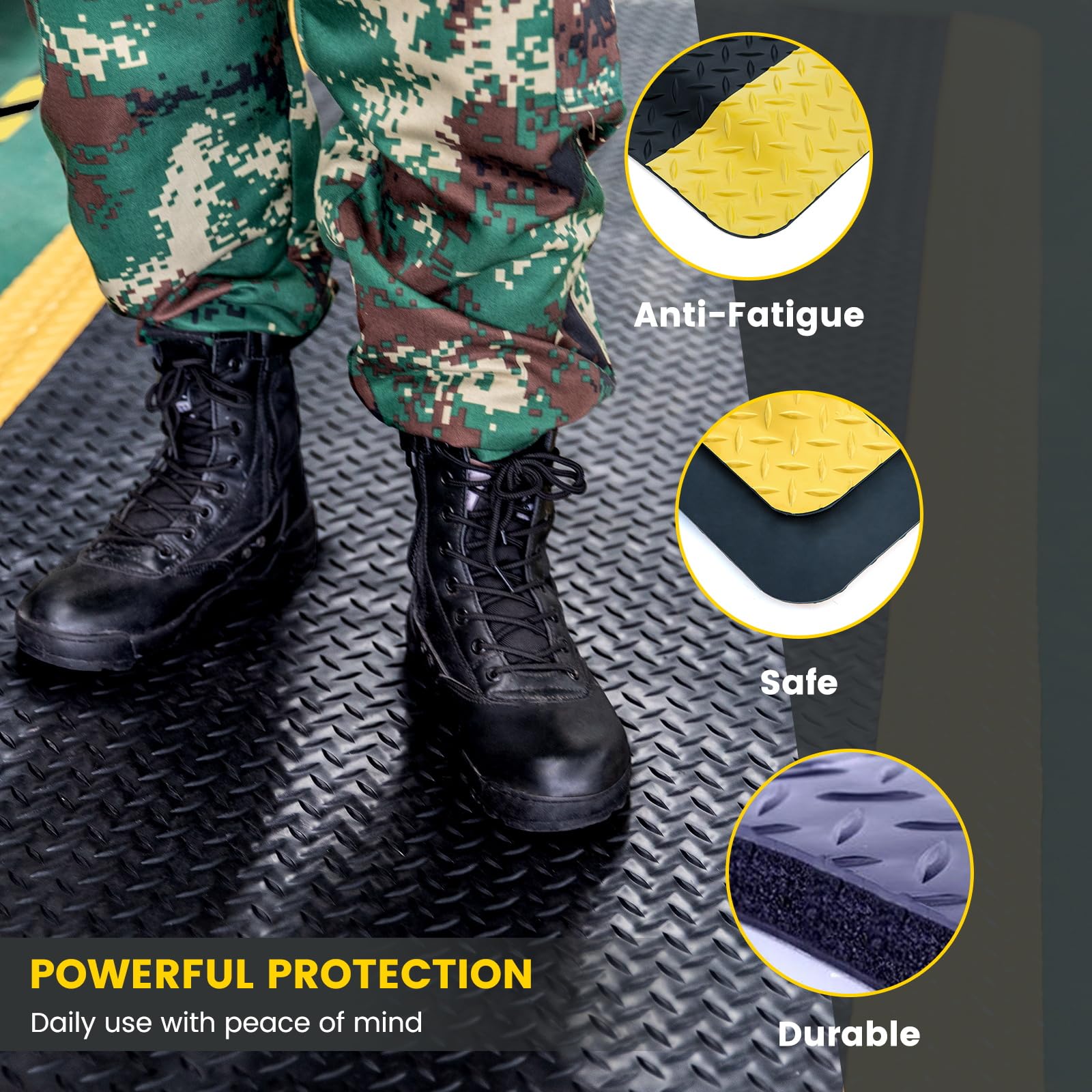 3' x 5' ESD Anti-Fatigue Conductive Mat, Durable Heavy Duty Diamond Plate