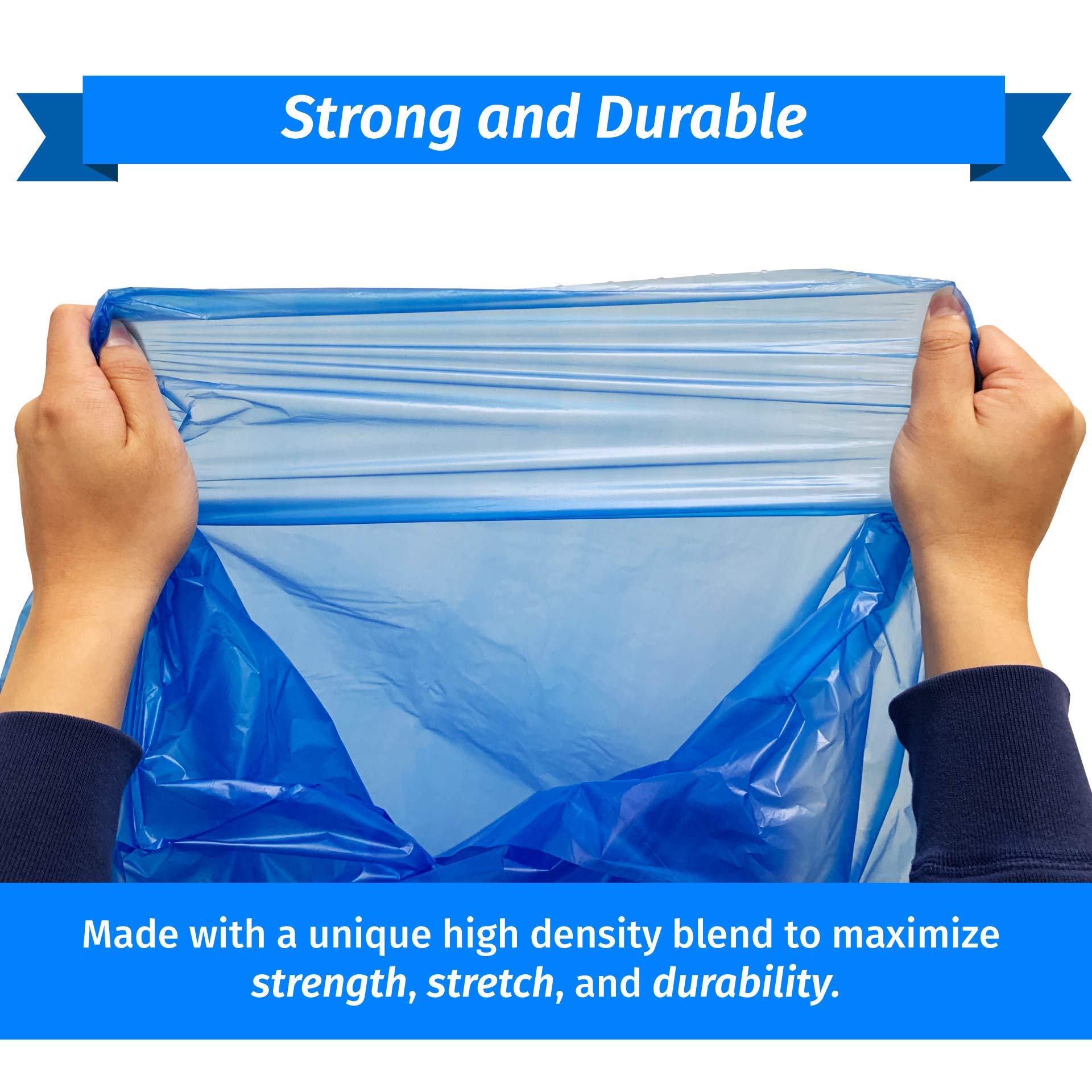 [150 Count] SuperValue 55-60 Gallon Recycling Bags, Blue Trash Bags