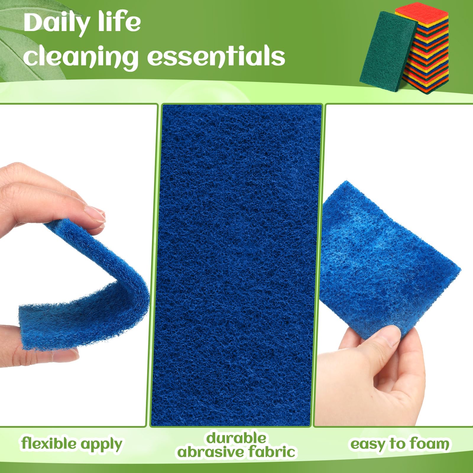 Heavy Duty Scouring Pads Non Scratch, 4.3 x 3 x 0.3 in (50 / 100 / 150 / 200 Pcs )