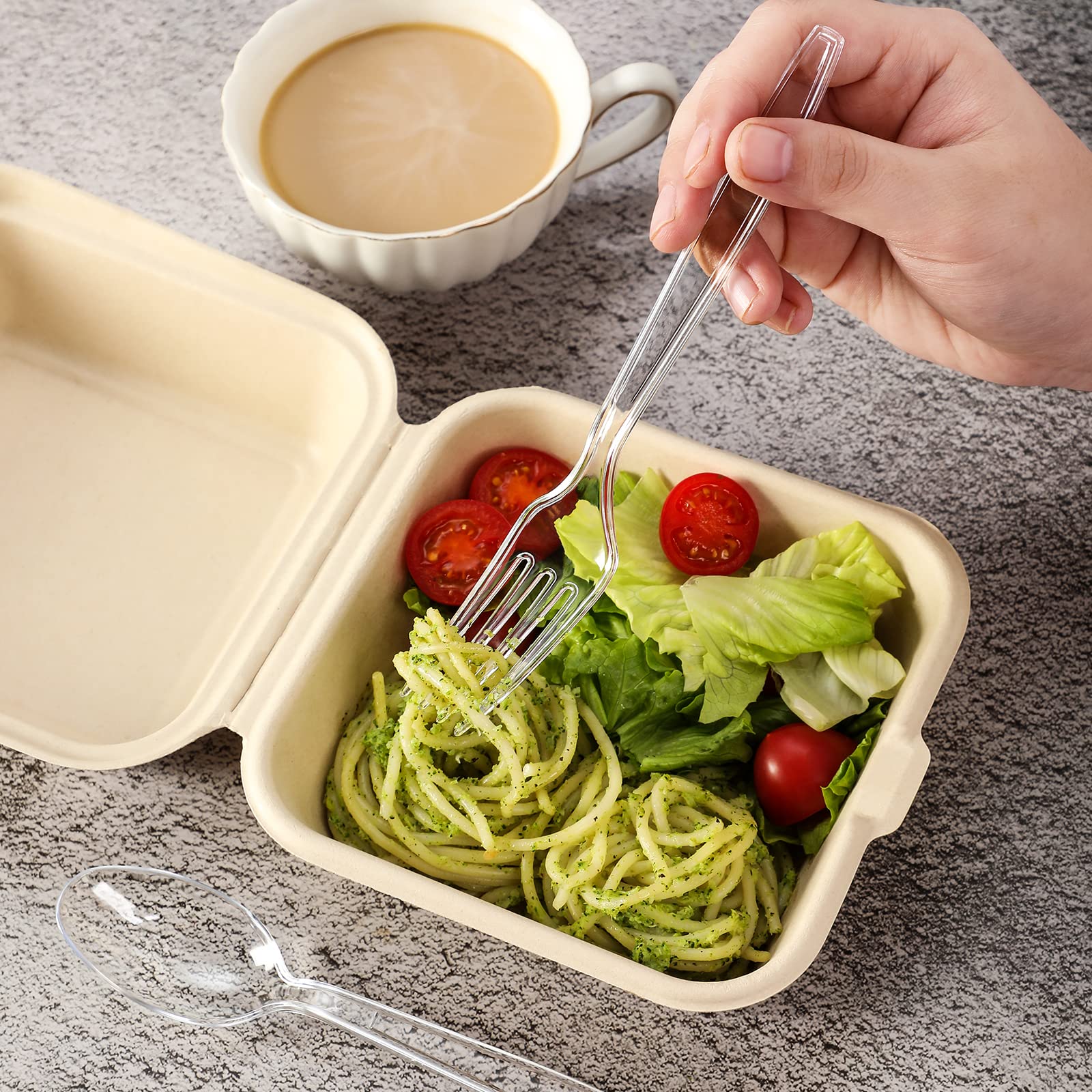[400 PCS] Premium Disposable Clear Plastic Forks, Heat Resistant & BPA Free