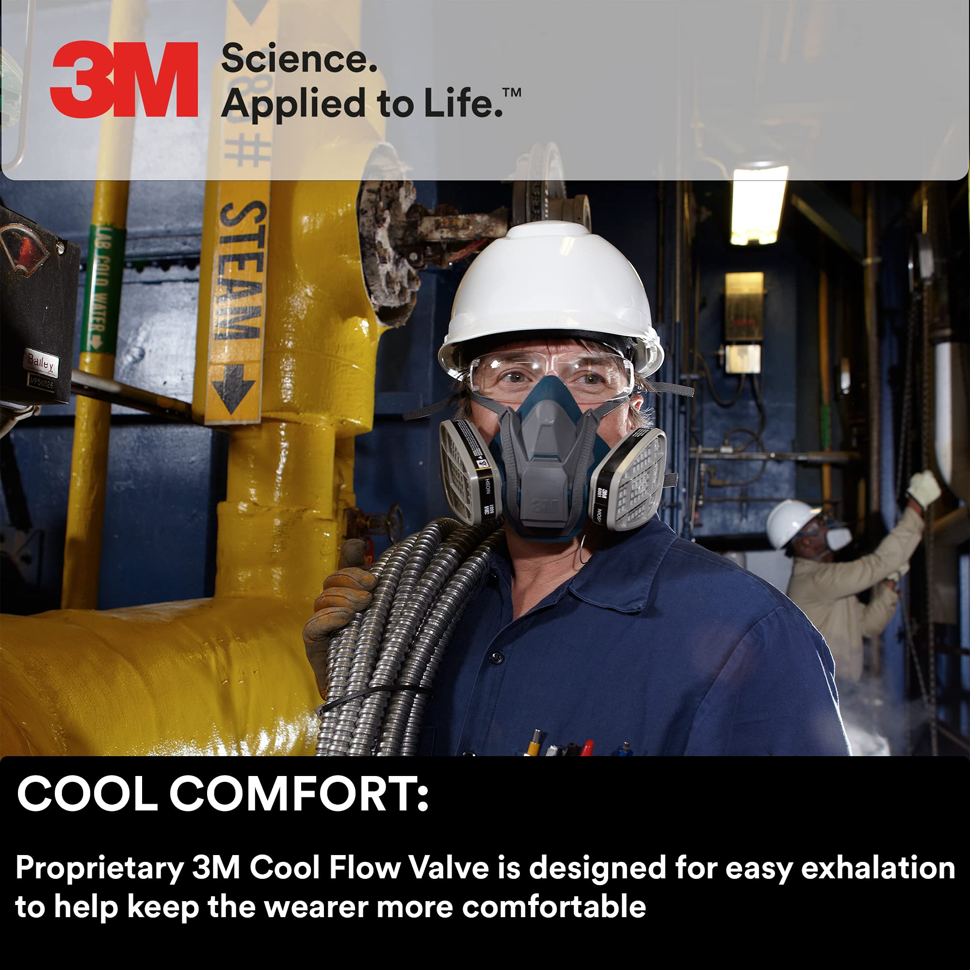 [1 PC] 3M Rugged Comfort Quick Latch Half Facepiece Reusable Respirator 6503QL, NIOSH-Approved