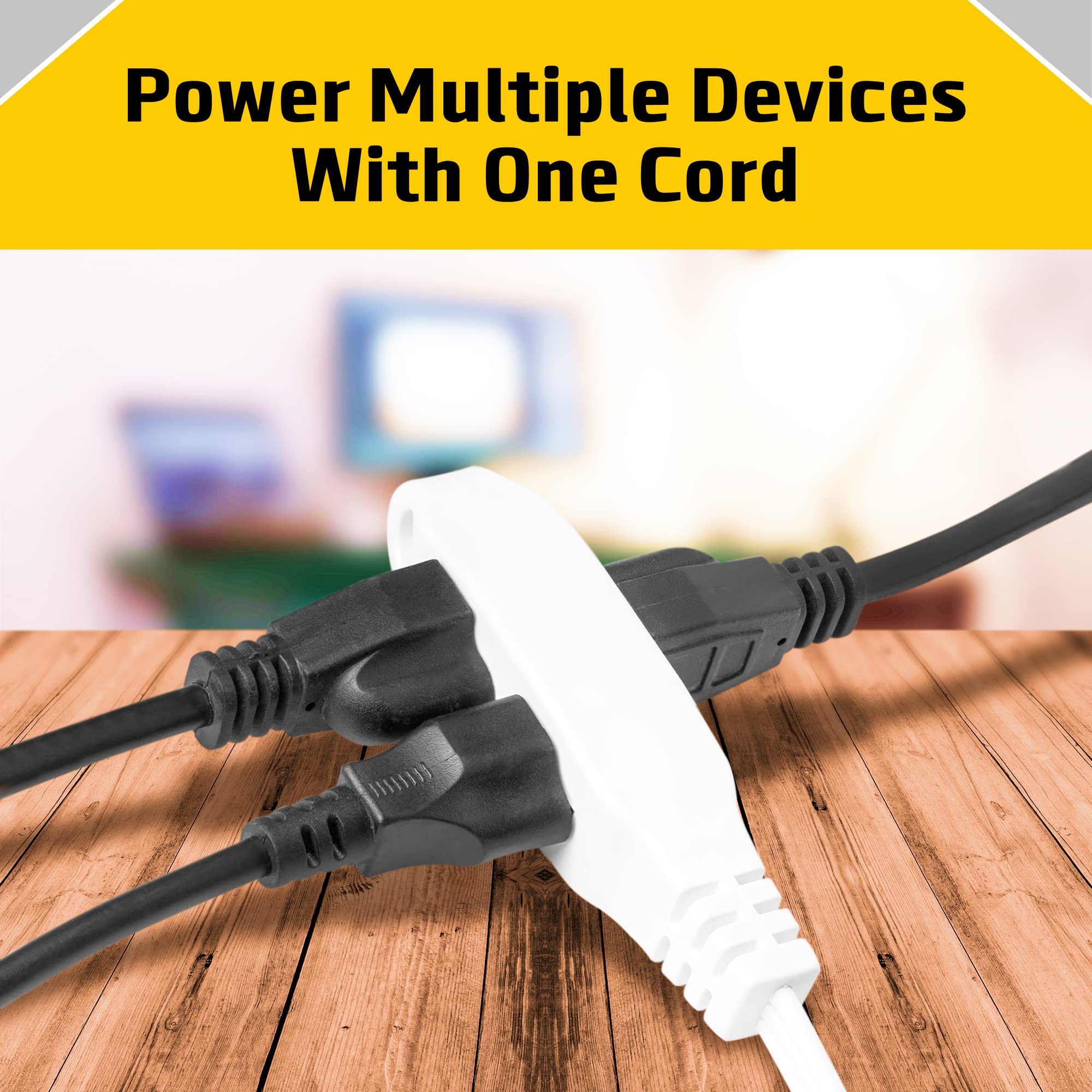 3 Prong Extension Cord with 3 Outlet Extension Cord - 15 ft/25 ft