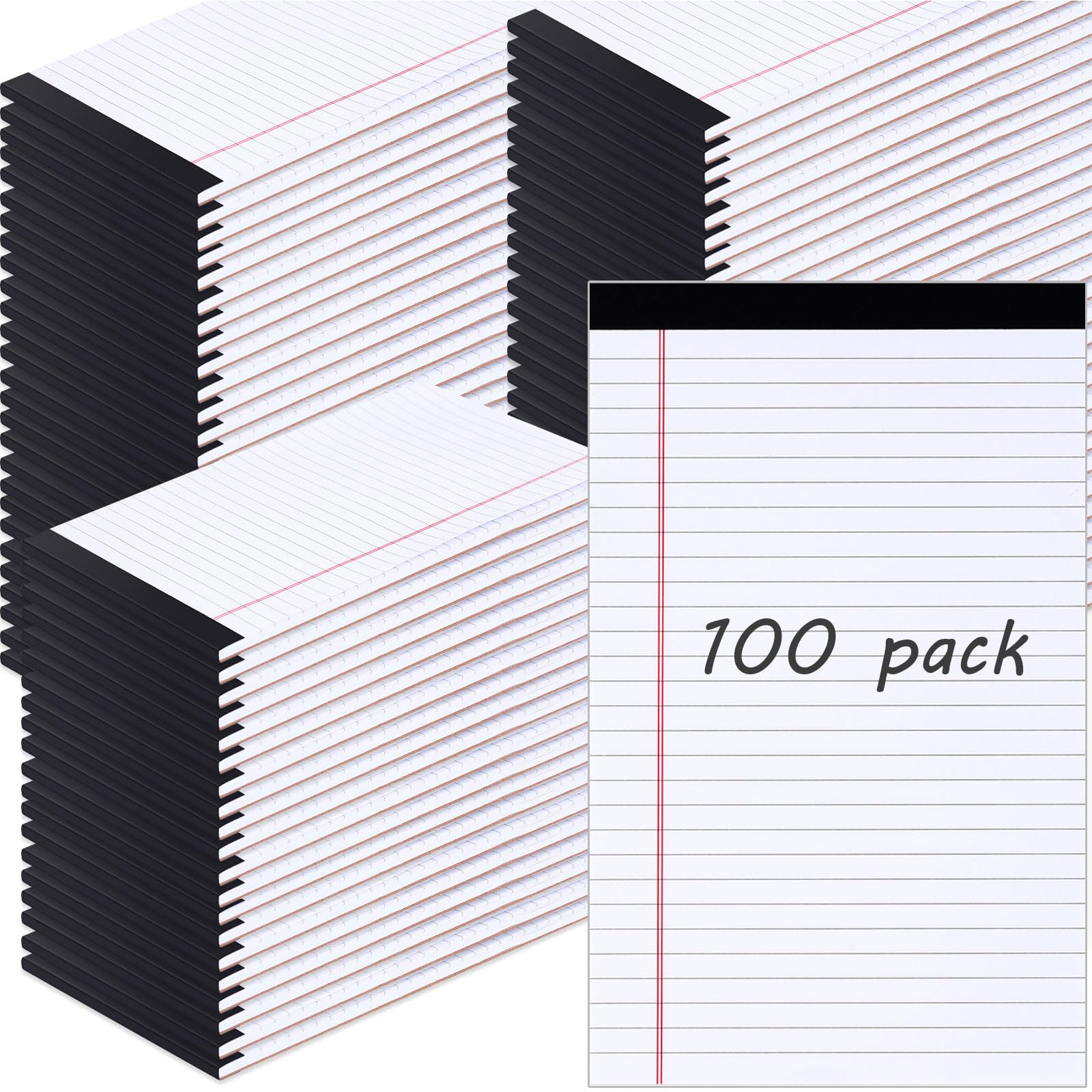 100 Pcs Legal Pads 5 x 8 Inch, Wide Ruled Small Notepads, 40 Sheets/Pad