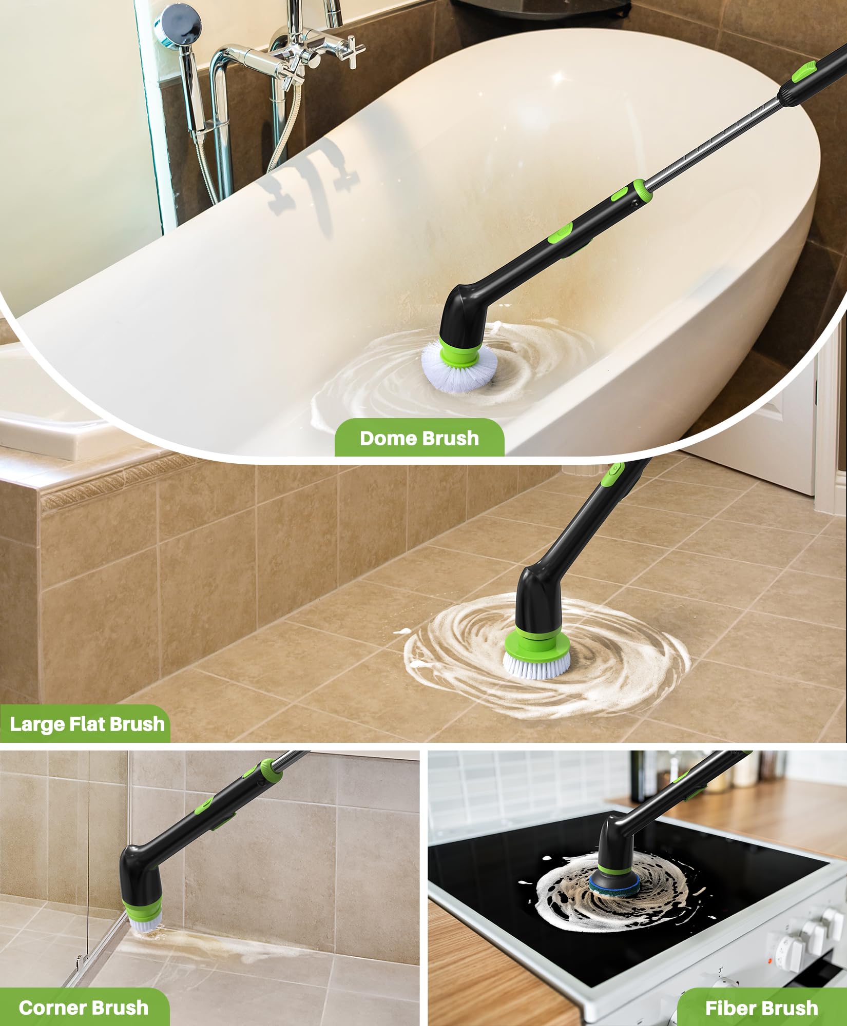 Electric Spin Scrubber, IPX7 Waterproof Bathroom Cleaner Brush