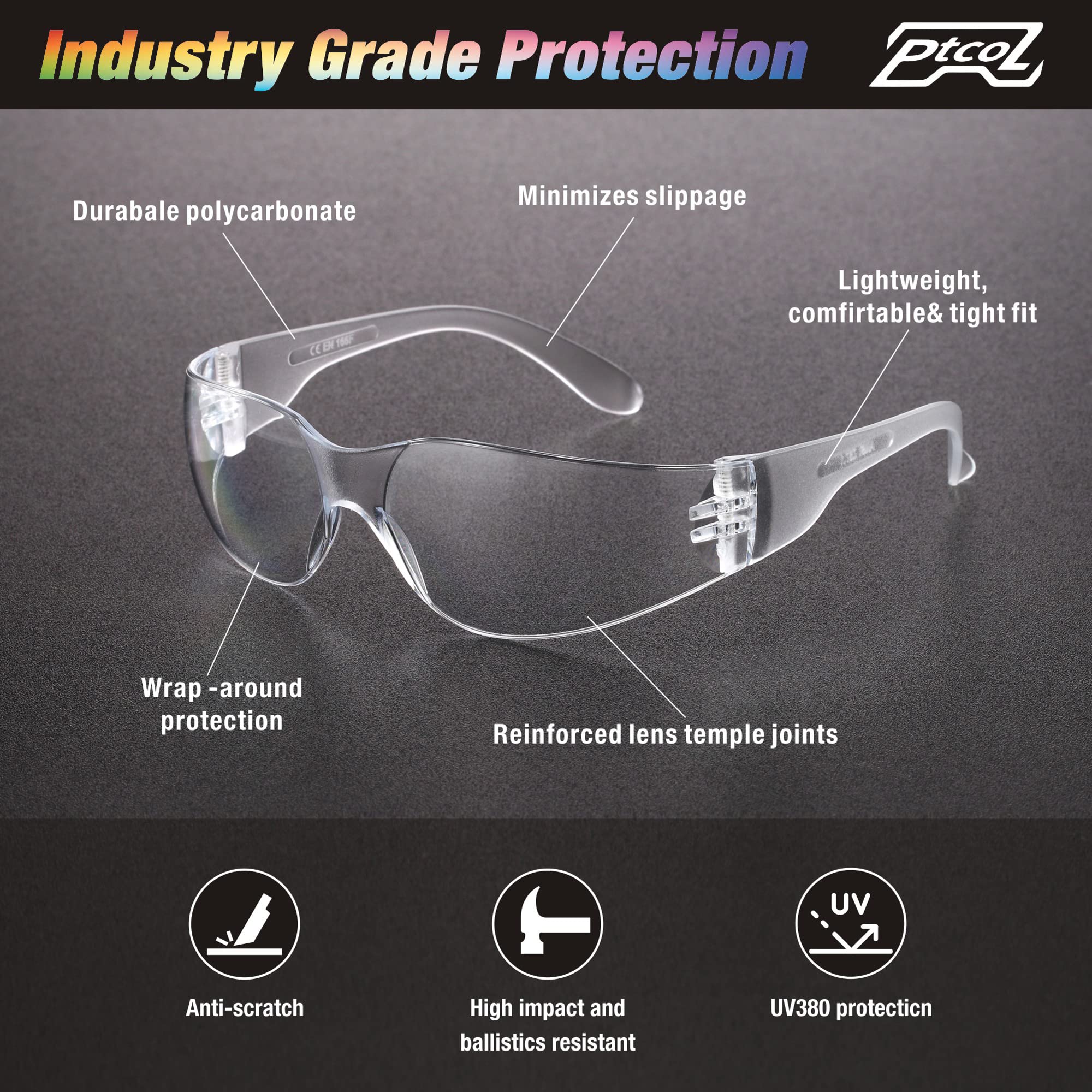 [28 PCS] Safety Glasses (Bulk Pack of 24+4) with ANSI Z87.1 Certified