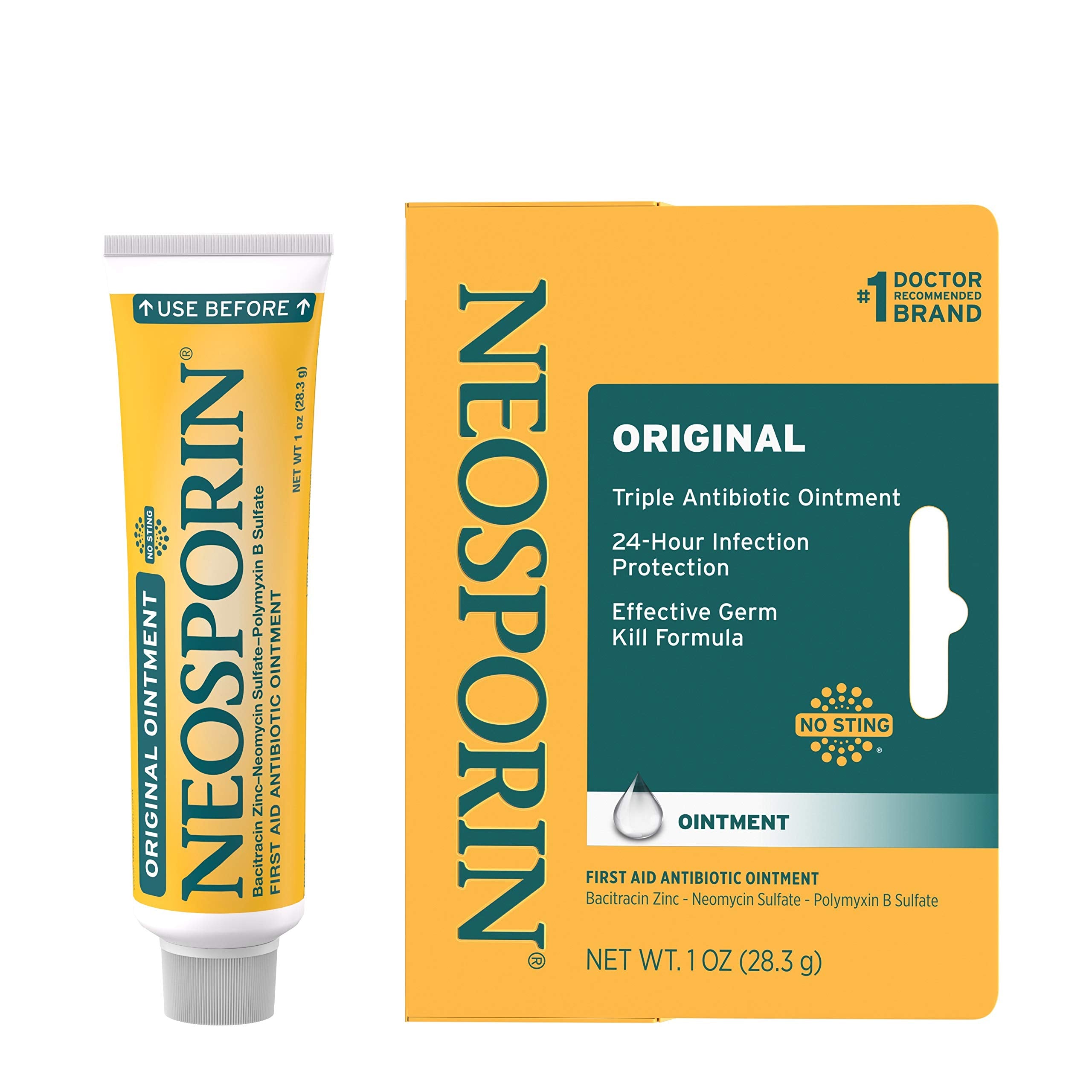 Neosporin Original First Aid Antibiotic Ointment with Bacitracin Zinc For Infection Protection, 0.5 or 1 Ounce