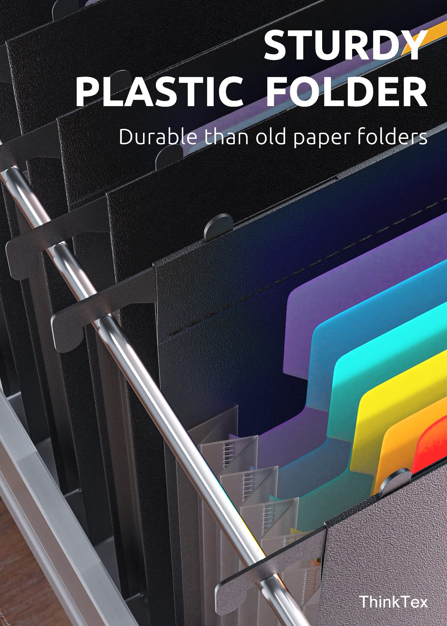Plastic Expanding Hanging File Folders, 7 Innovative 1.2", Large Capacity - Letter / Legal size