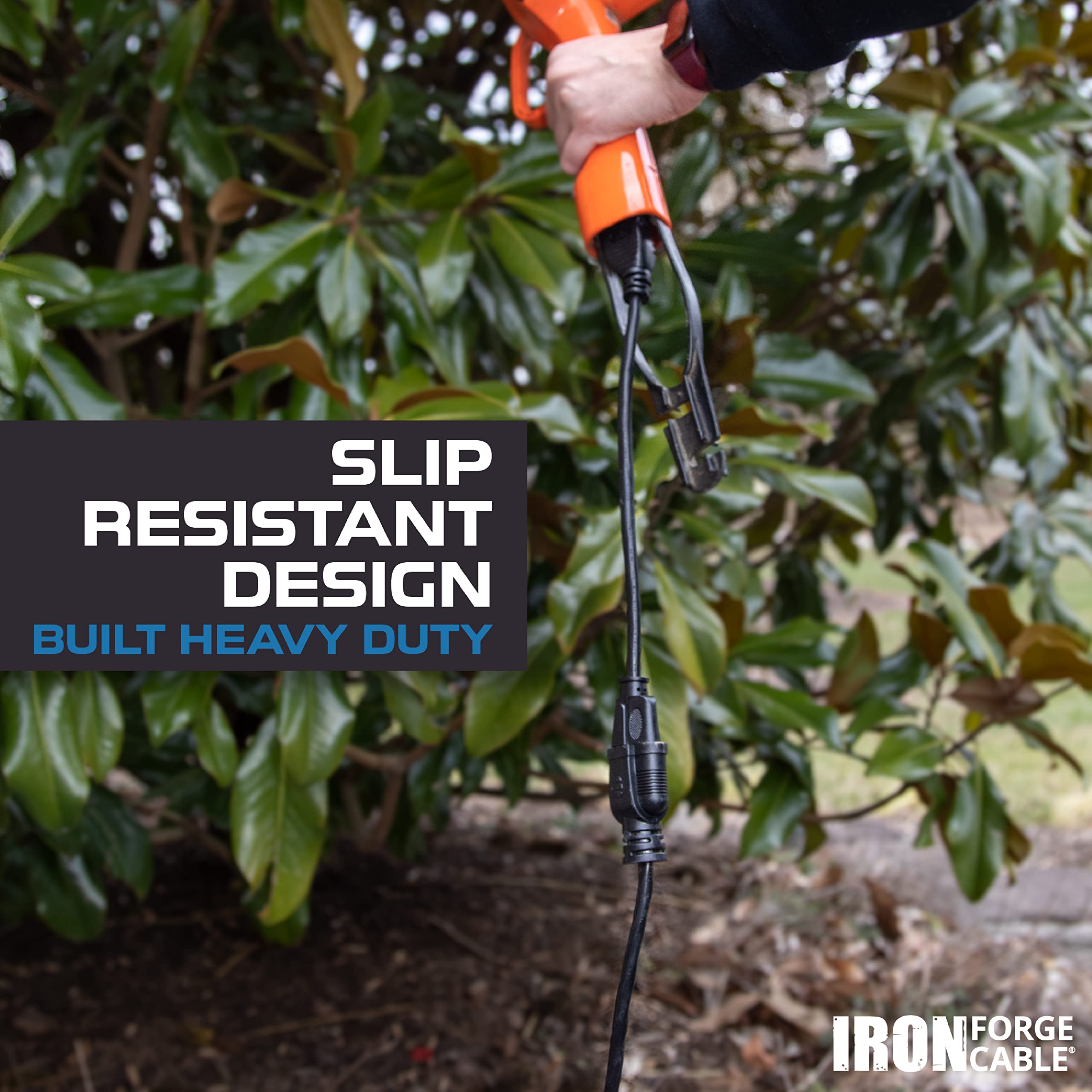 Weatherproof Outdoor Extension Cord, 16/3 SJTW Heavy Duty Black Extension Cord 3 Prong, 13 Amp Exterior Power Cable