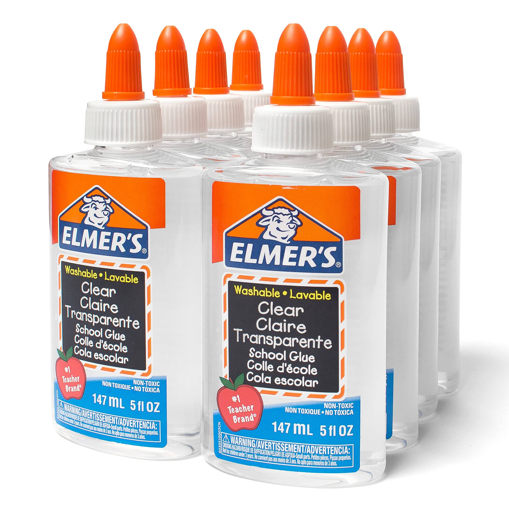 Elmer's Liquid School Glue, Clear, Washable, 5 Ounces, 8 Count