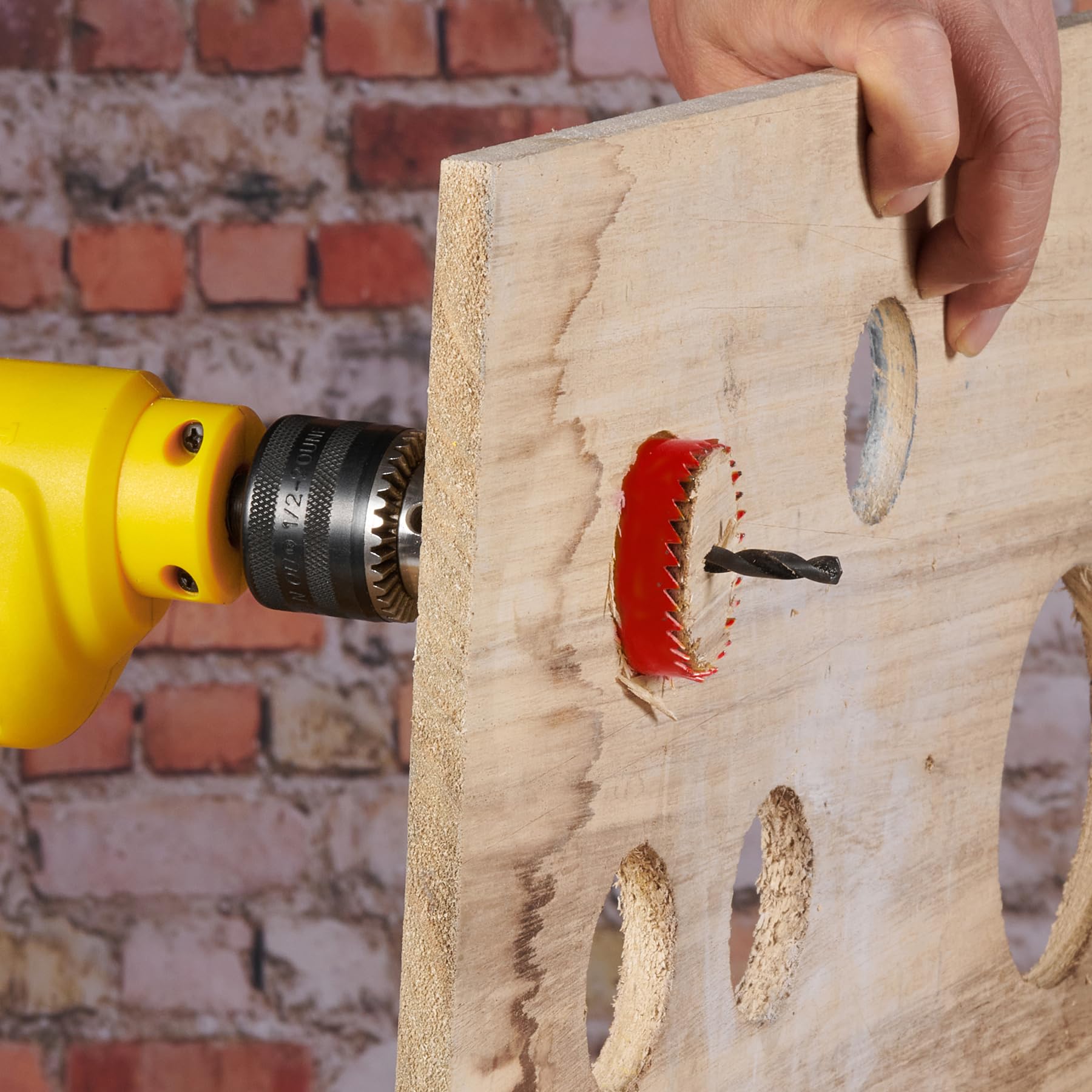 Hole Saw Set 20PCS Hole Saw Kit with 3/4"-6"(19-152mm) 13PCS Saw Blades, 2 Mandrels, 3 Drill Bits, 1 Installation Plate, 1 Hex Key