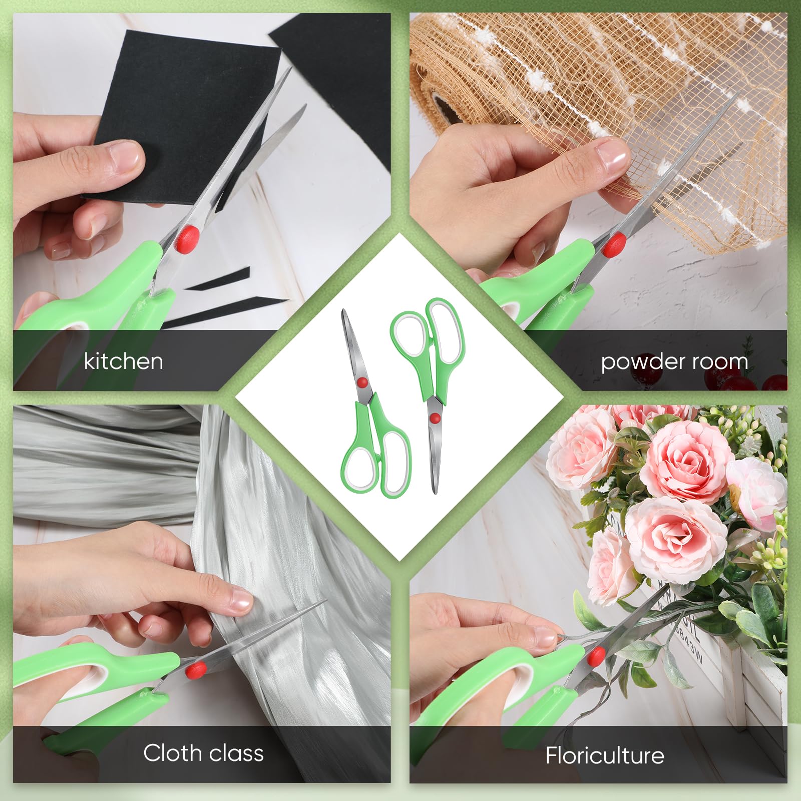 50 Pack Multipurpose Scissors Bulk (Blue, Green, Red, Black, 7.5 Inch)