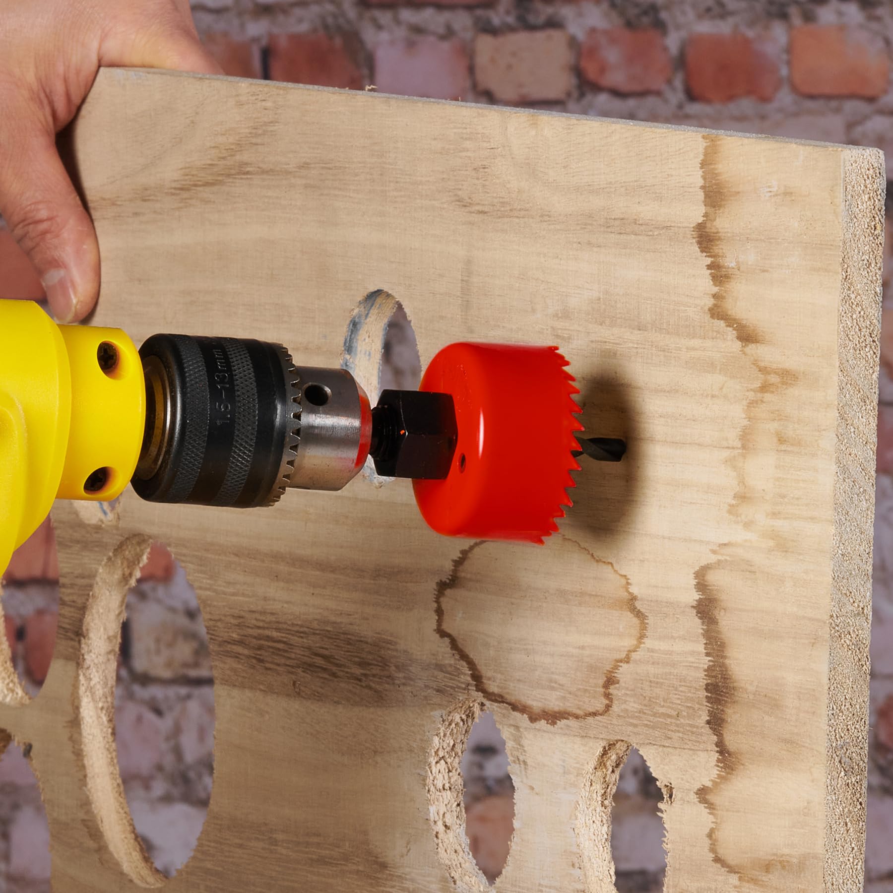 Hole Saw Set 20PCS Hole Saw Kit with 3/4"-6"(19-152mm) 13PCS Saw Blades, 2 Mandrels, 3 Drill Bits, 1 Installation Plate, 1 Hex Key