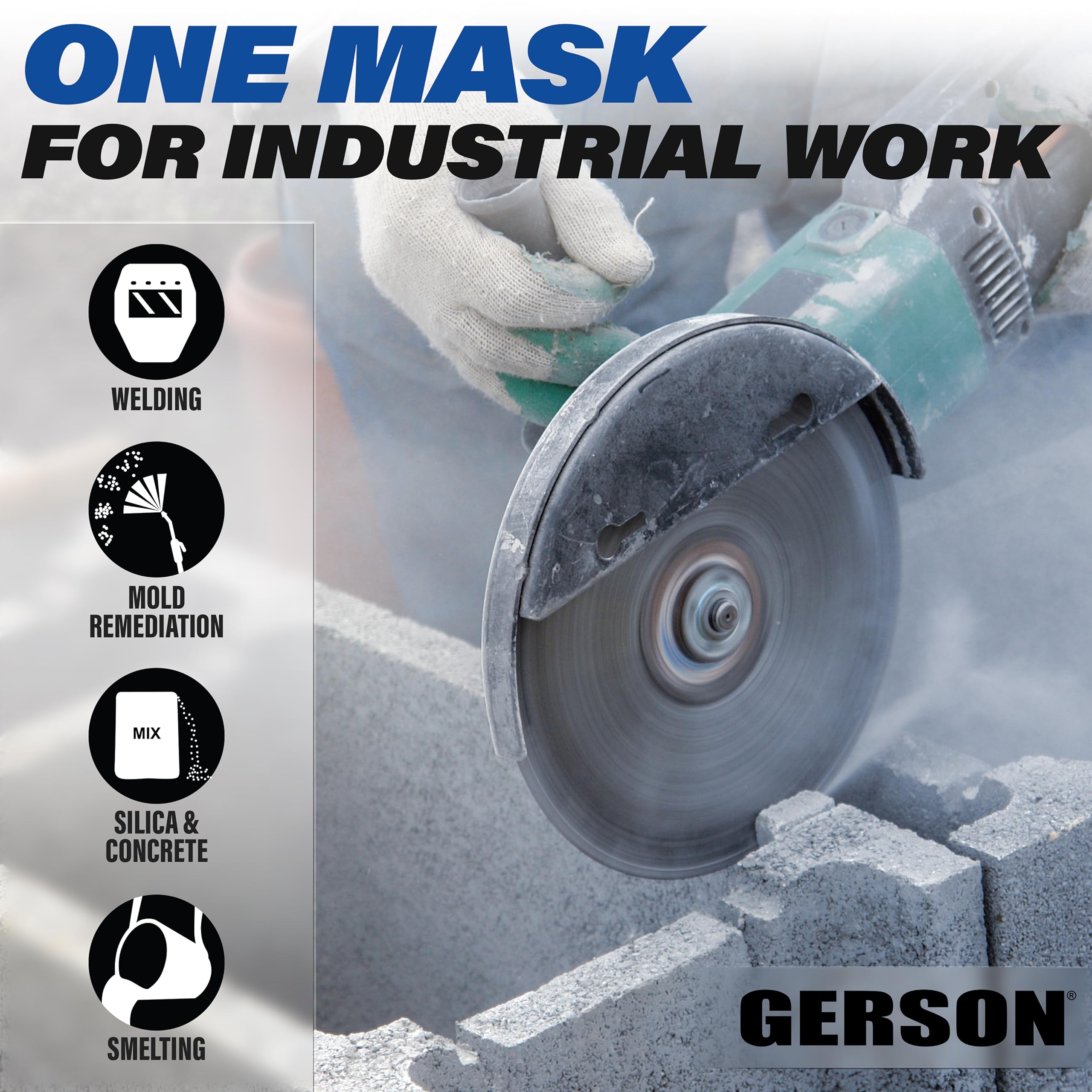 [1 PC] Industrial P100 Respirator Kit for Welding, Silica & Concrete Dust/Mold, Medium or Large