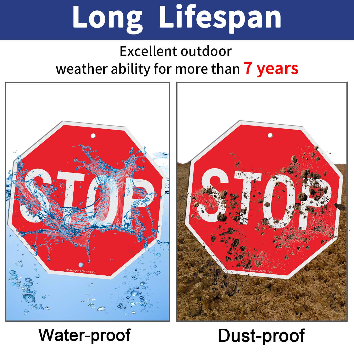 [2 Packs] Reflective Stop Signs, 12 x 12 Inches, Wall-Mount