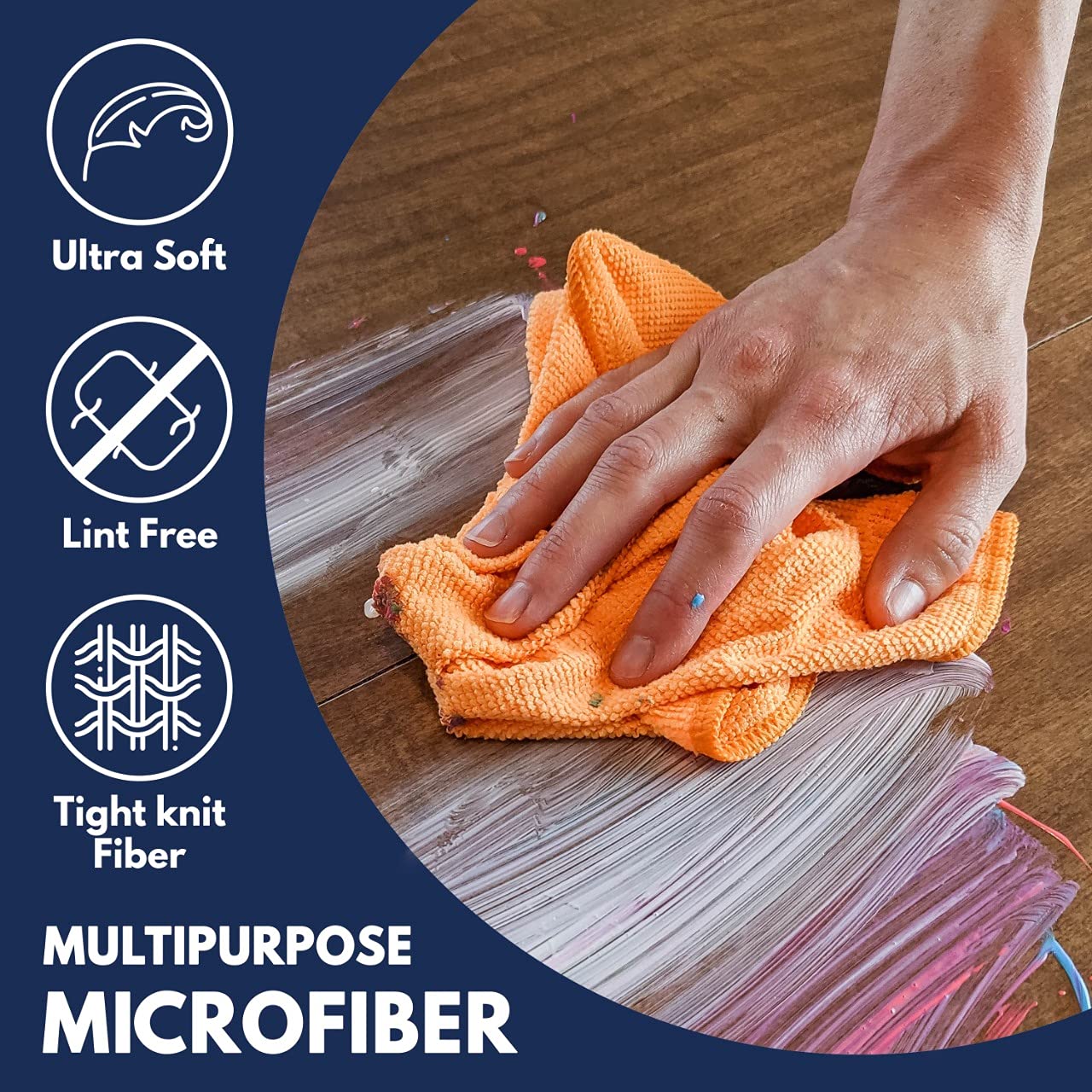 Microfiber Cleaning Cloth, 12x11 inches, Pack of 8