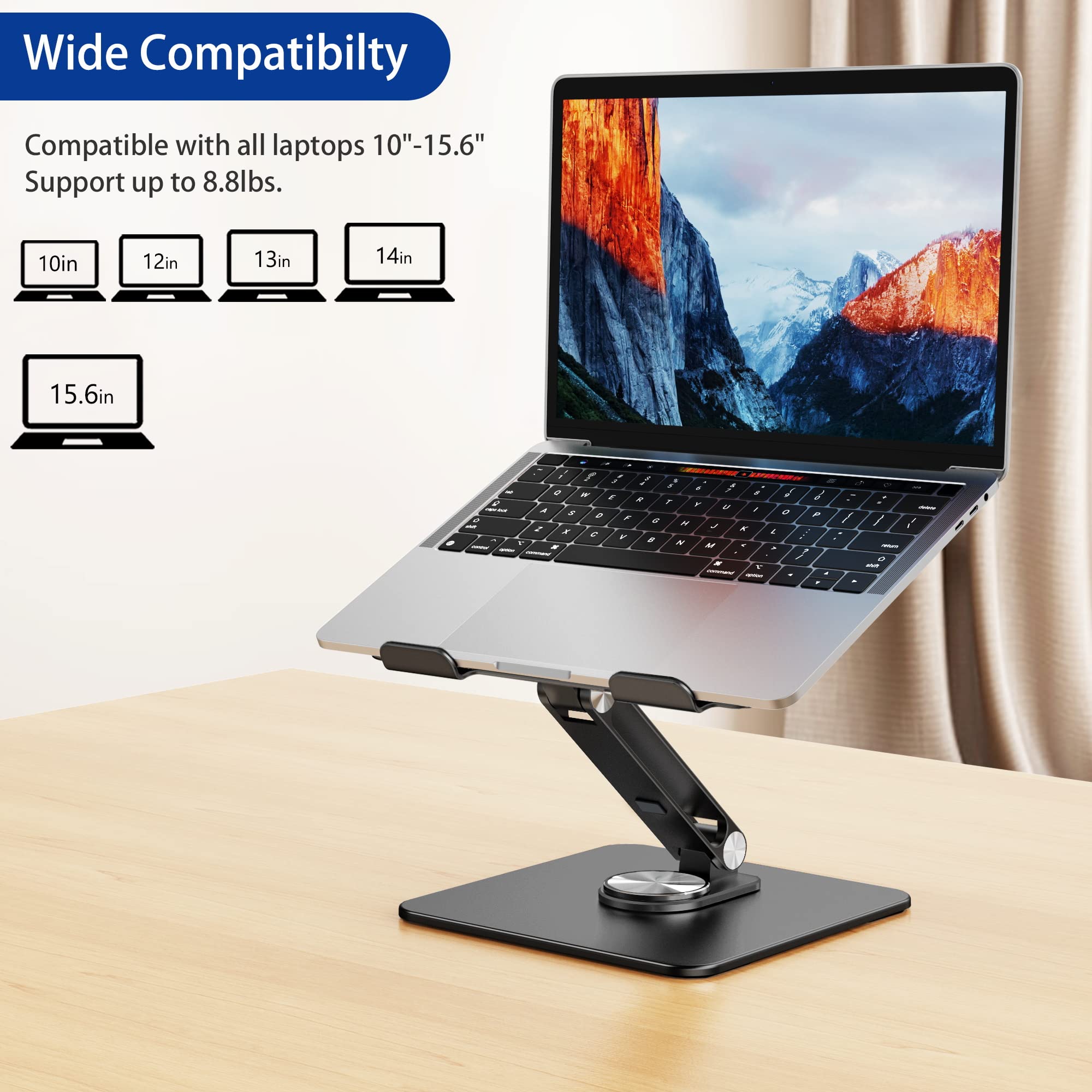 [1 PC] Ergonomic Adjustable Laptop Stand with 360° Rotating Base