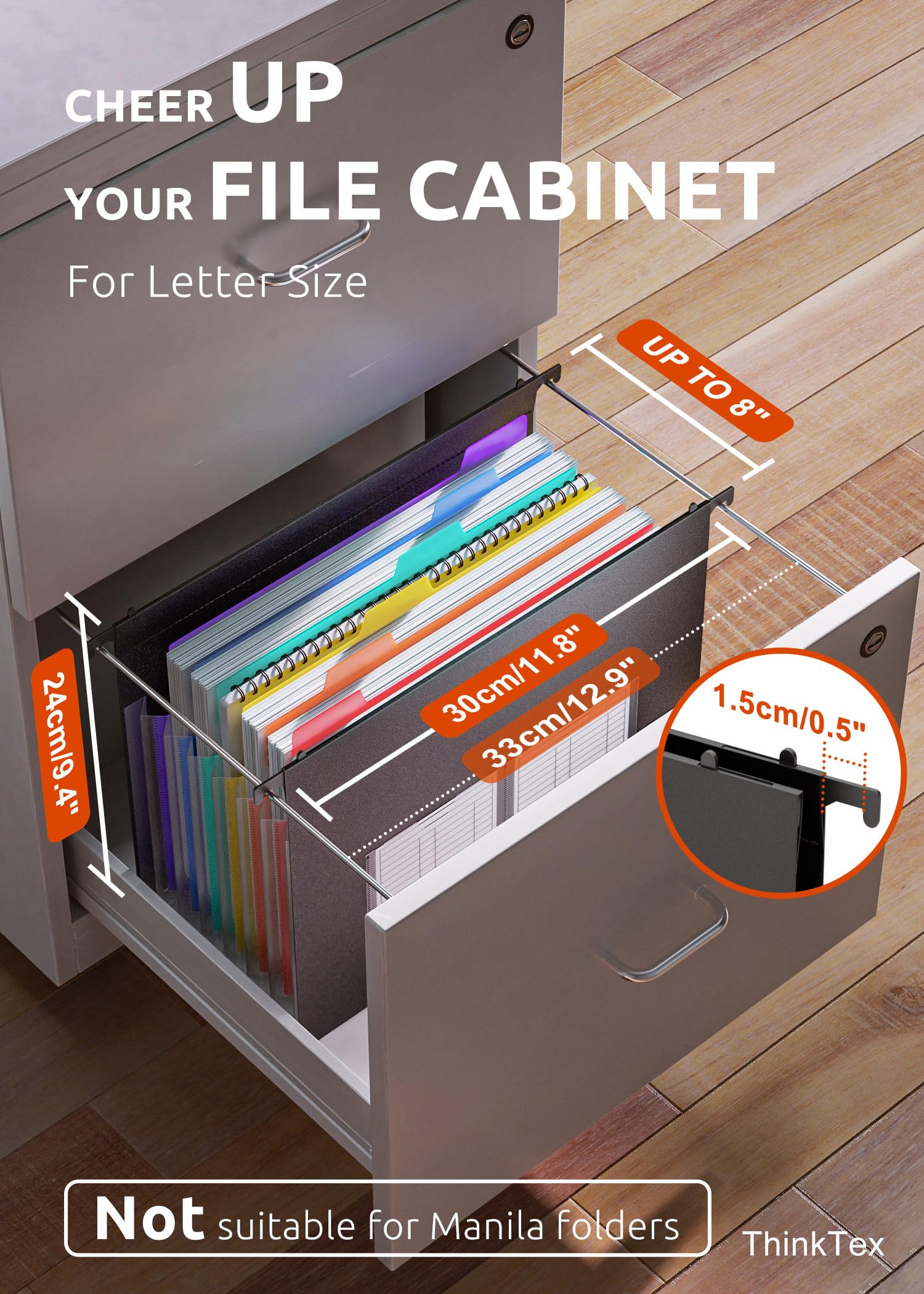 Plastic Expanding Hanging File Folders, 7 Innovative 1.2", Large Capacity - Letter / Legal size