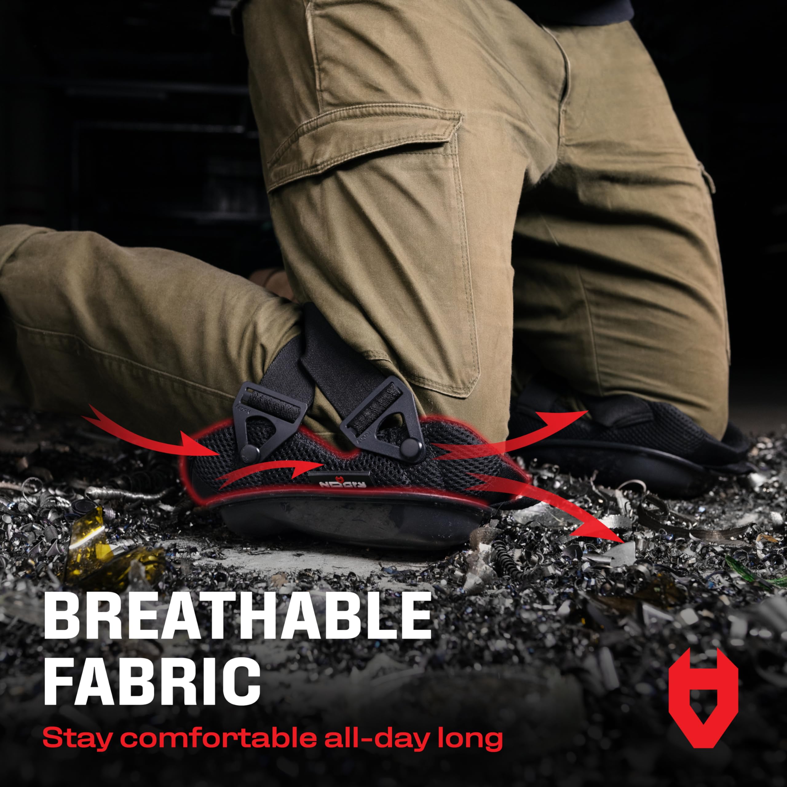 [1 Pair] Professional Construction Knee Pads for Men and Women w/ Non Slip Heavy Duty Cap Support