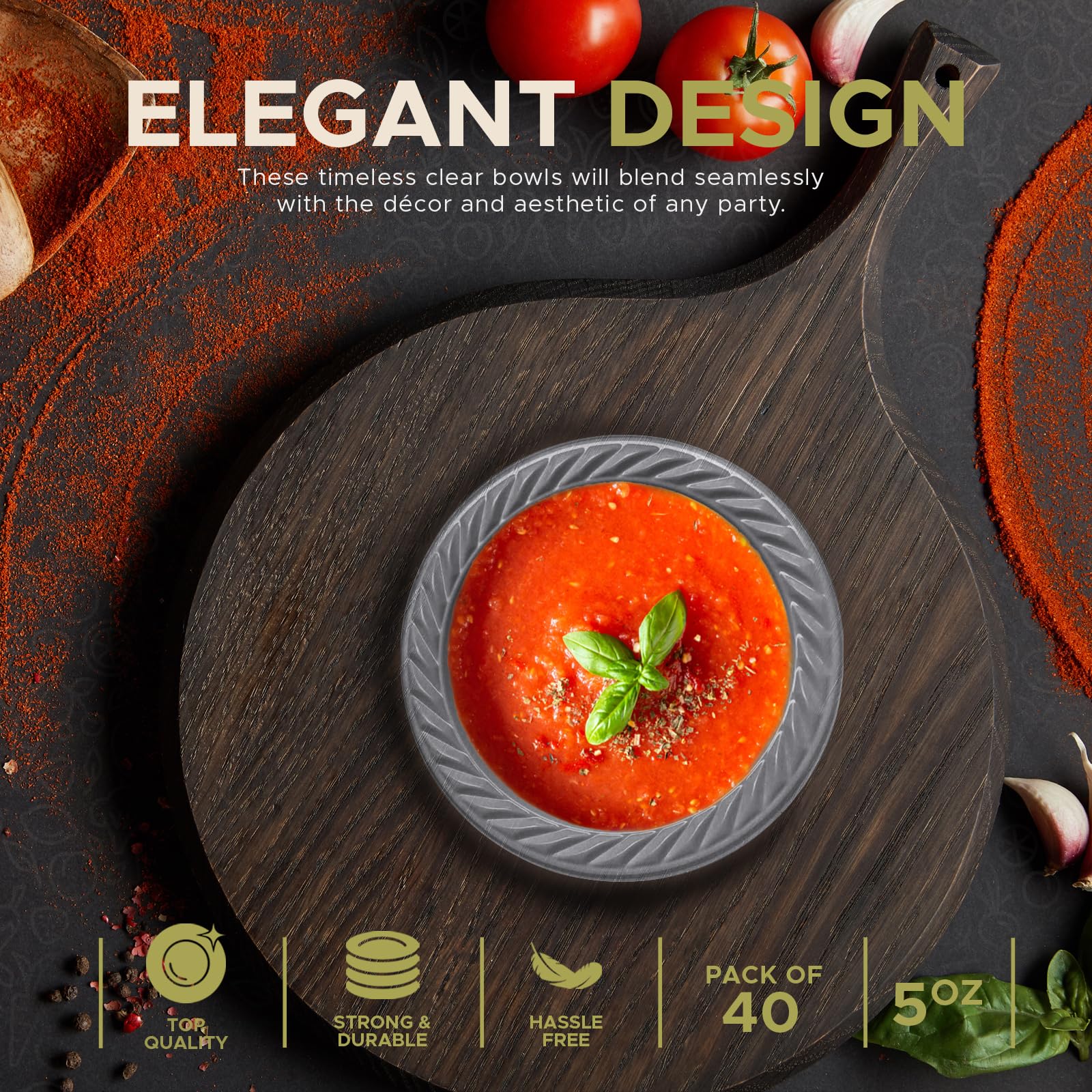 [120 PCS] Clear Disposable Plastic Bowls, 5 oz.