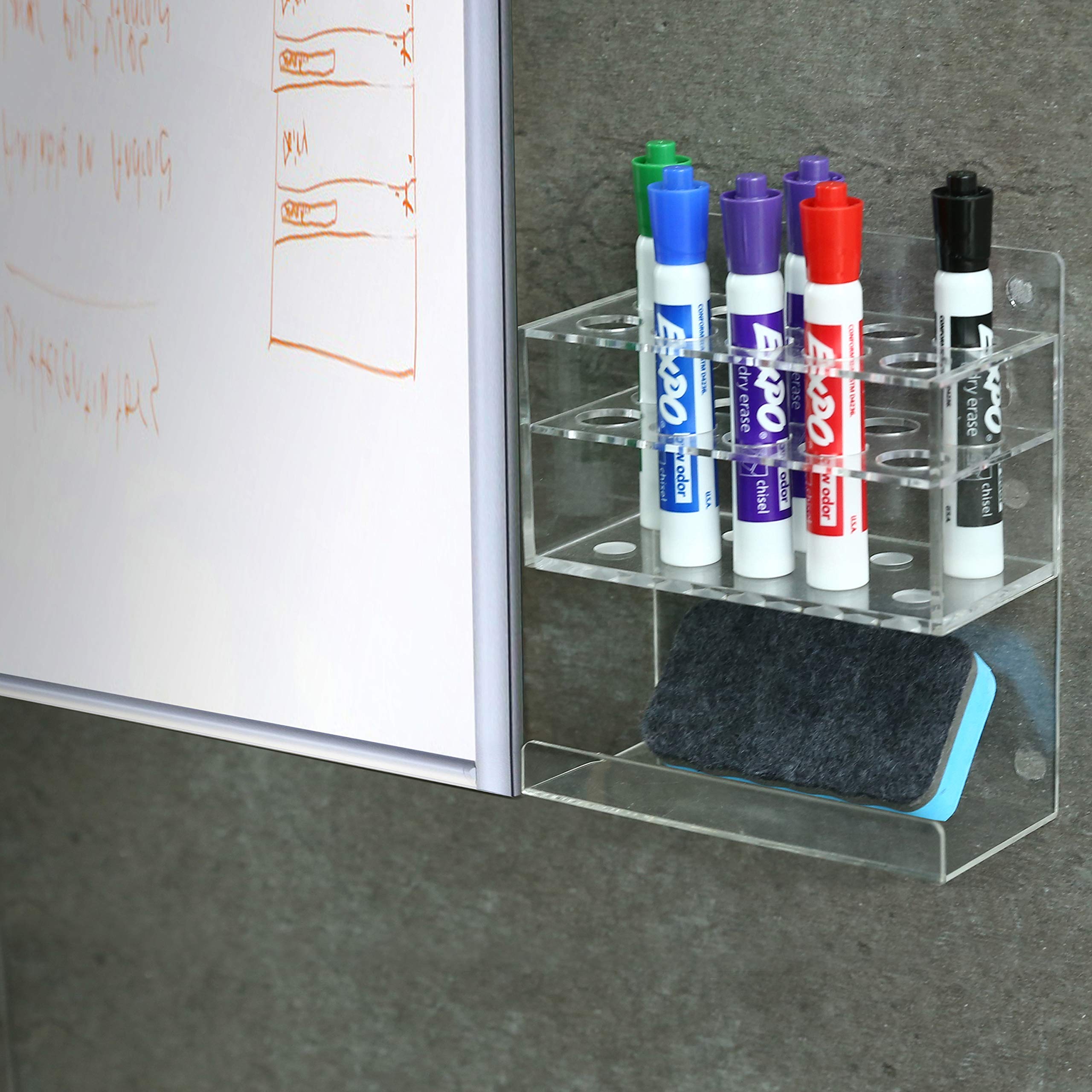 [1 / 2 Pack] Wall Mounted Dry Erase Whiteboard Marker Holder Stand