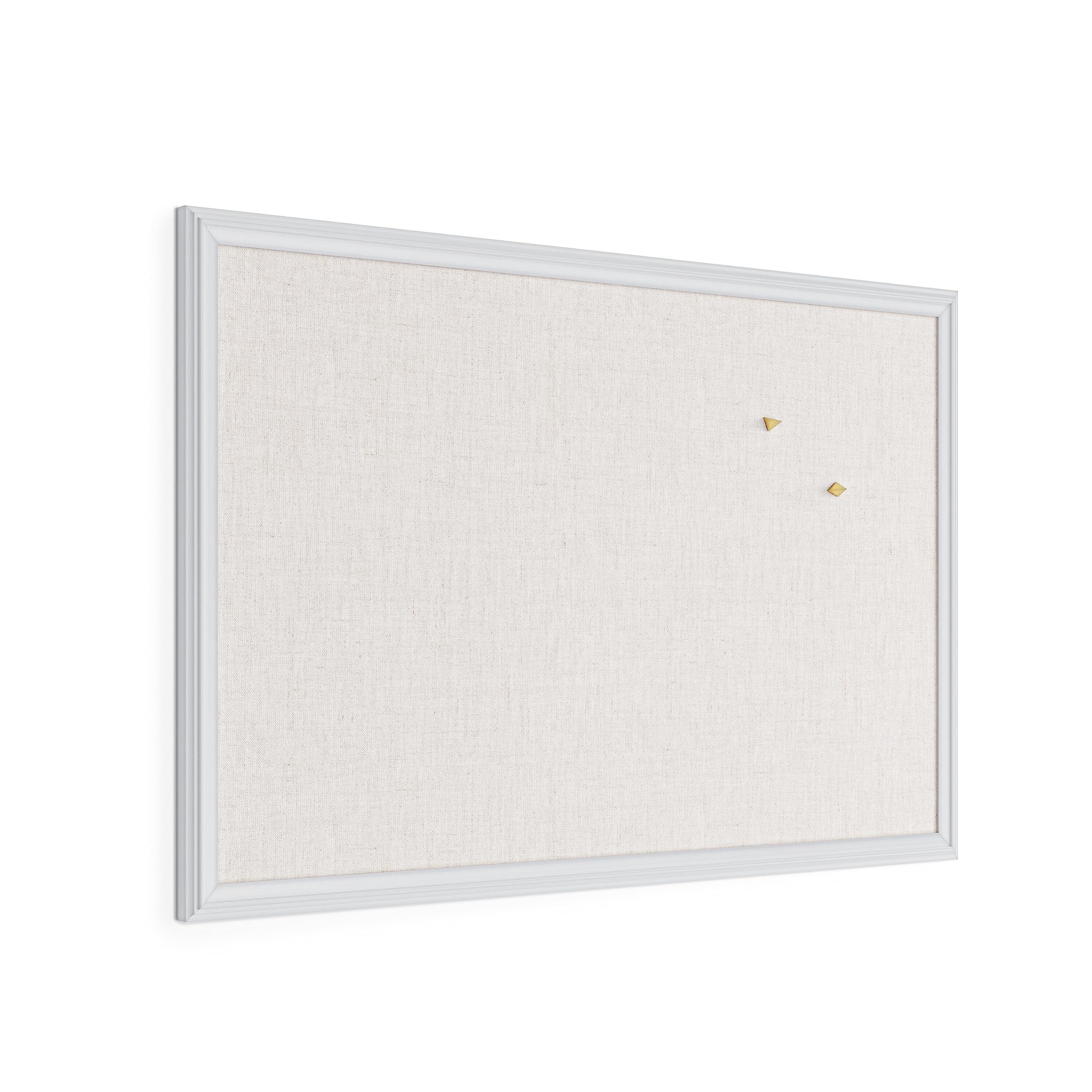 [1 PC] Linen Bulletin Board with White Wood Frame, 23" x 17"