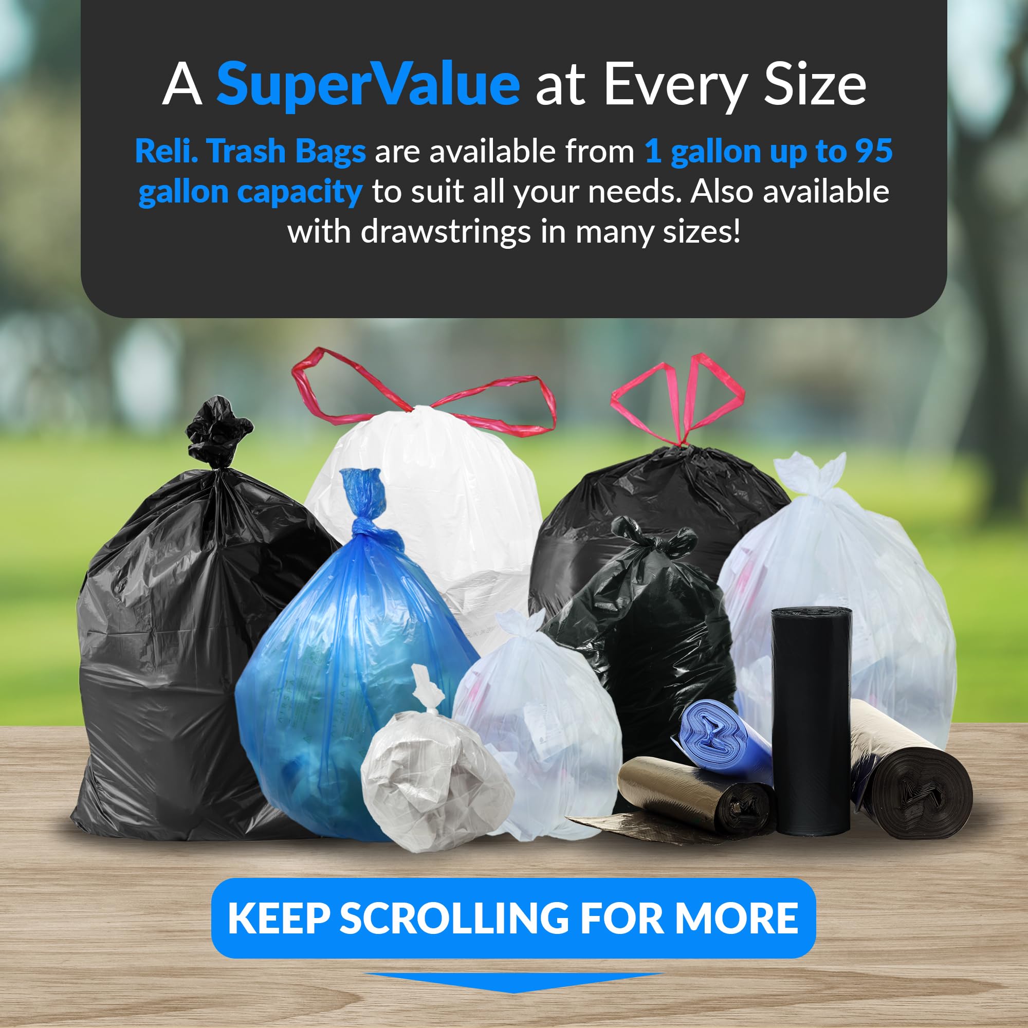 Reli. 30-33 Gallon Trash Bags Heavy Duty | 250 Bags Bulk | Black Large Trash Bags 30+, 32 Gallon | Made in USA