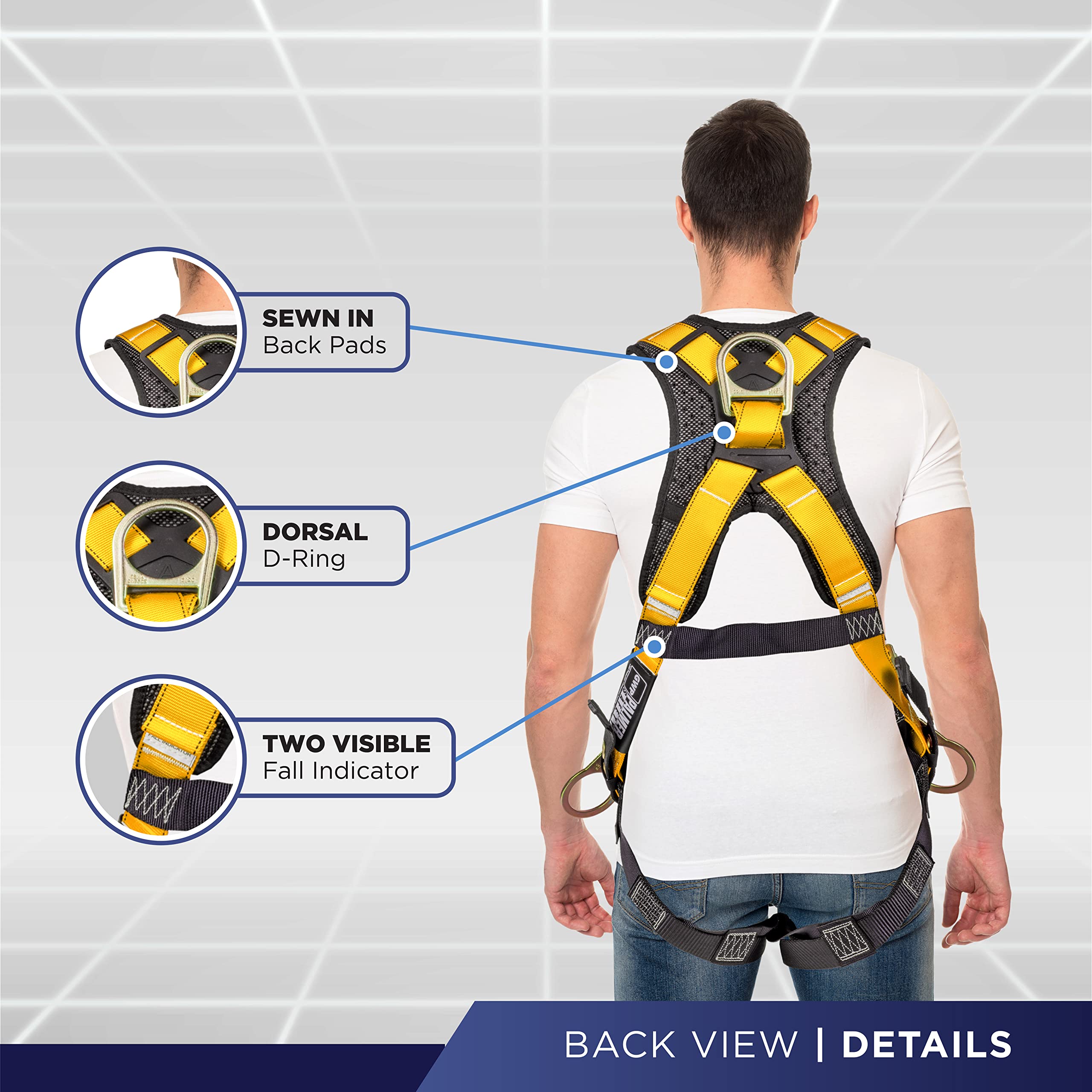 [1 Pack] Fall Protection 5pt Safety Harness w/ OSHA ANSI Compliant Personal Equipment