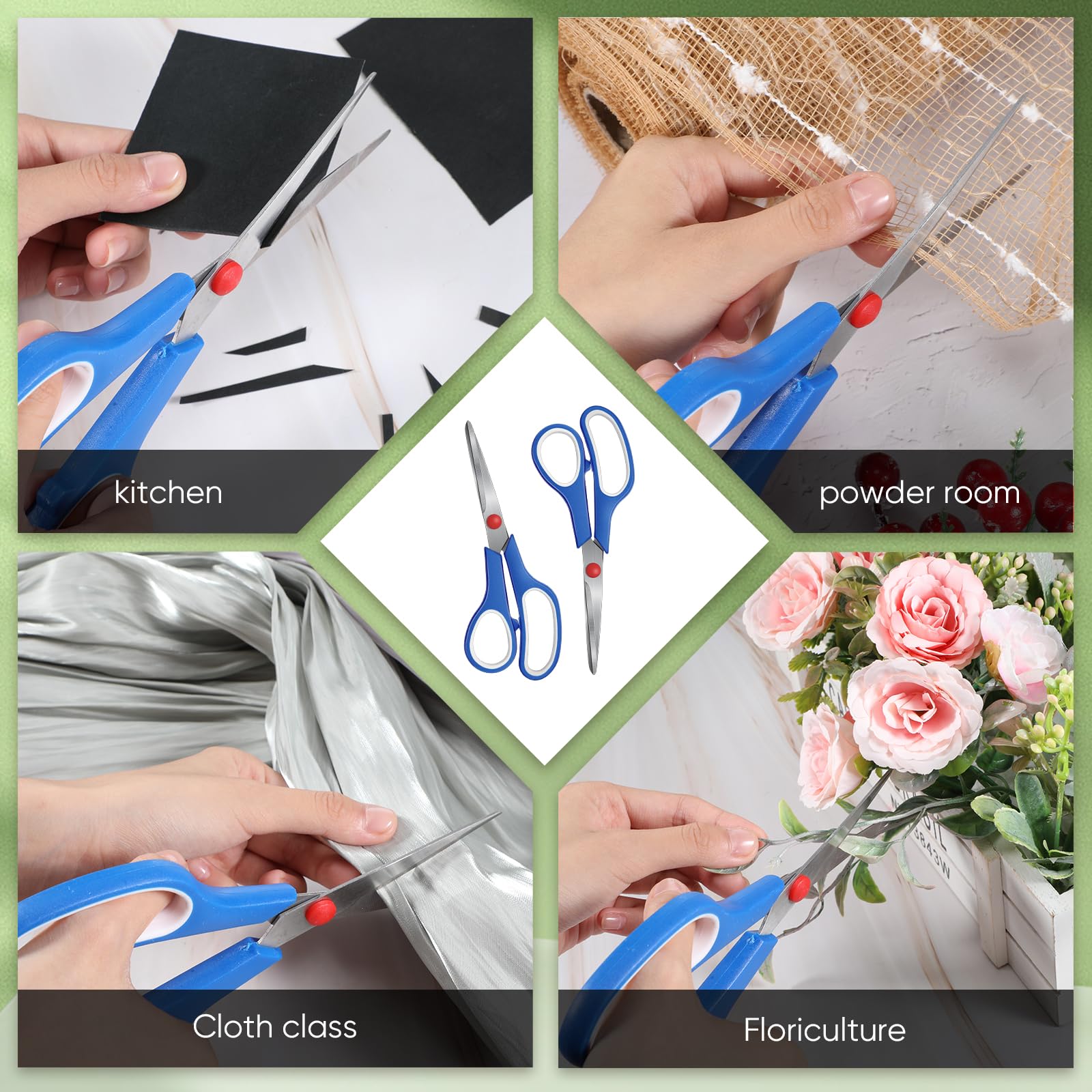 50 Pack Multipurpose Scissors Bulk (Blue, Green, Red, Black, 7.5 Inch)