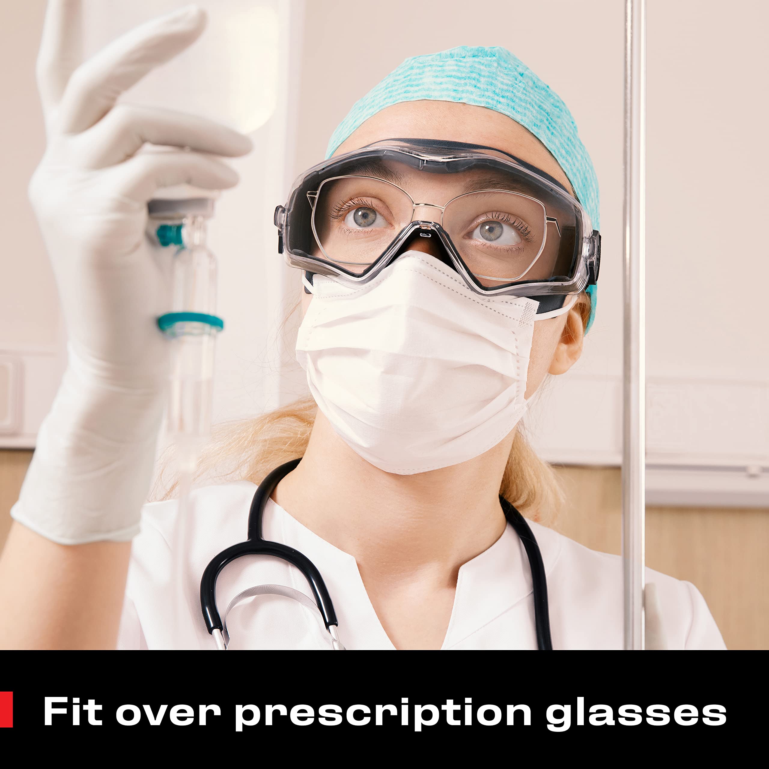 [1 PC] Safety Goggles Over Glasses with Extreme Impact Resistance