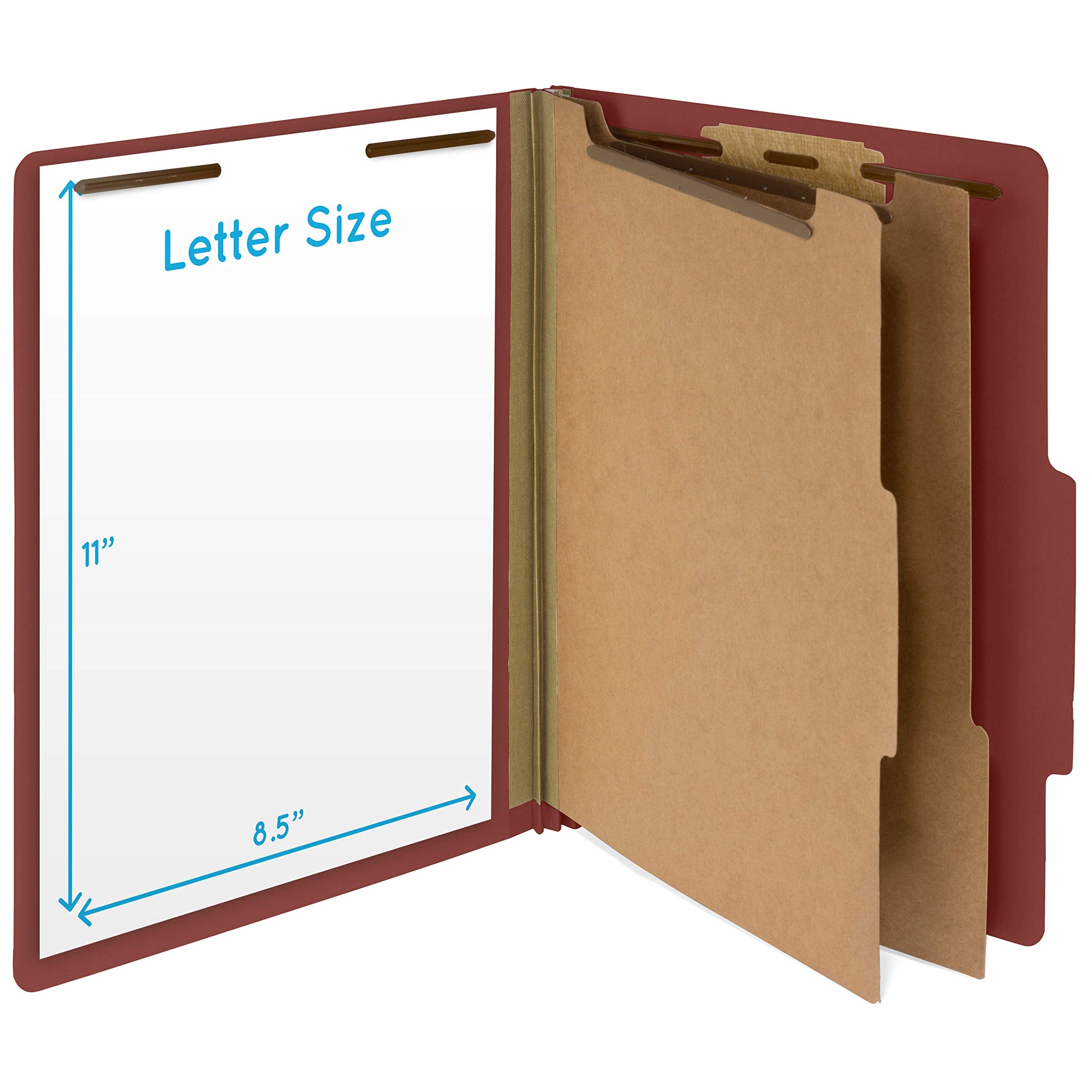 [10 Pack] Red Classification Folders - 2 Divider - 2 Inch Tyvek Expansions - Letter Size, Red