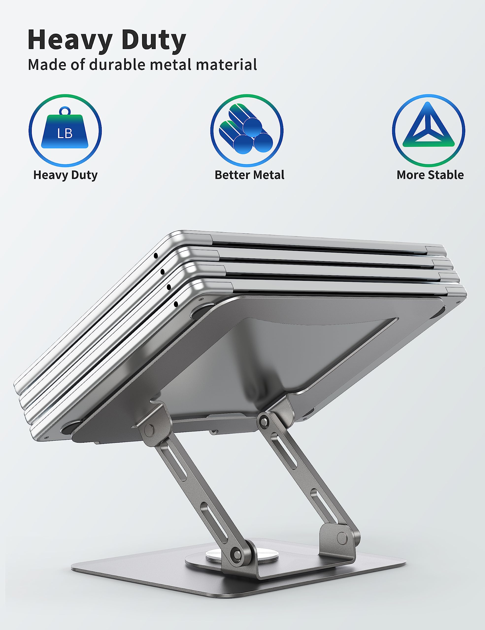 [1 PC] Laptop Stand with 360° Rotating Base, Ergonomic Computer Riser, Foldable Laptop Mount