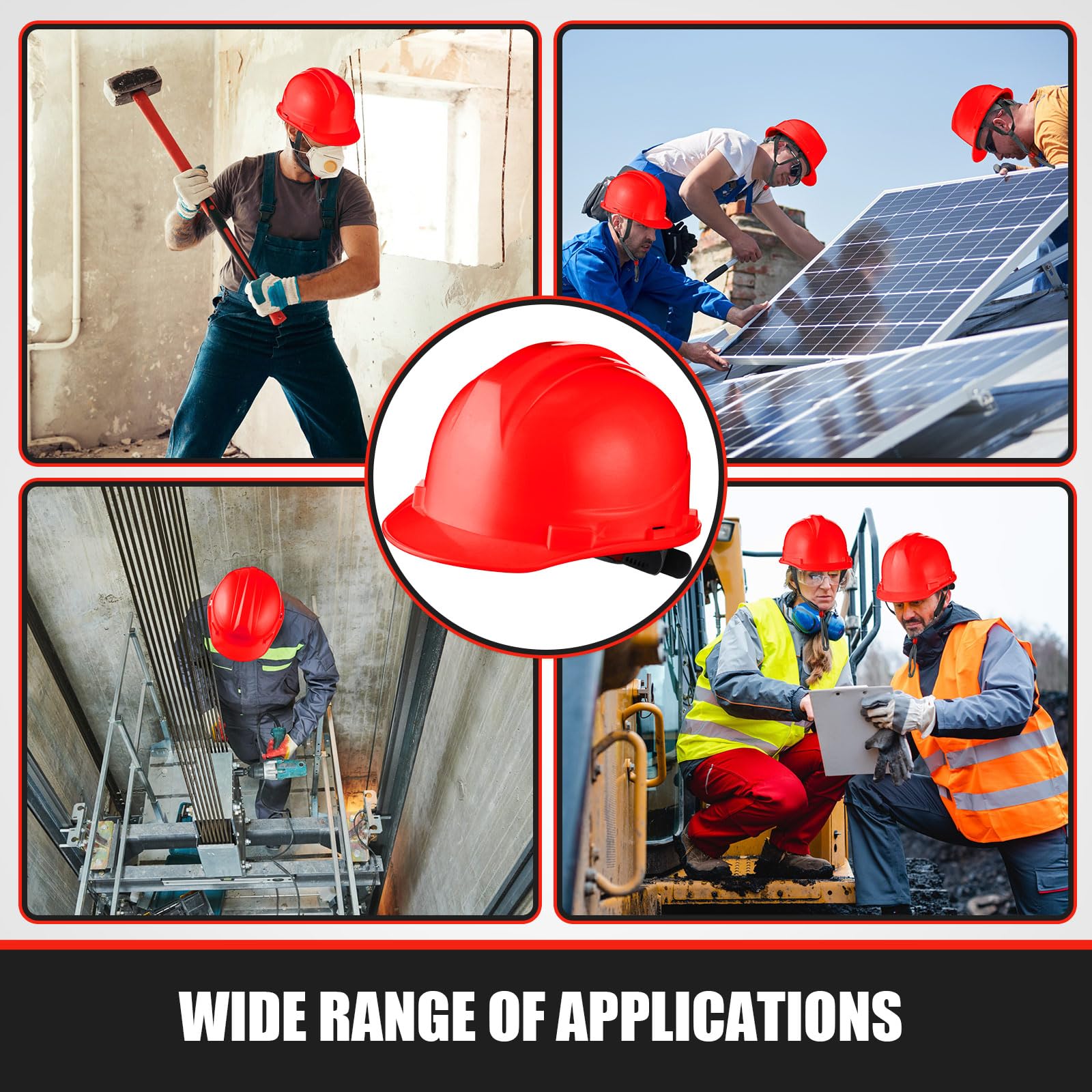 [10 Pcs] Suspension Hard Hat for Construction, Ratchet Cap Style w/ Self Adjusting Straps for Man & Woman