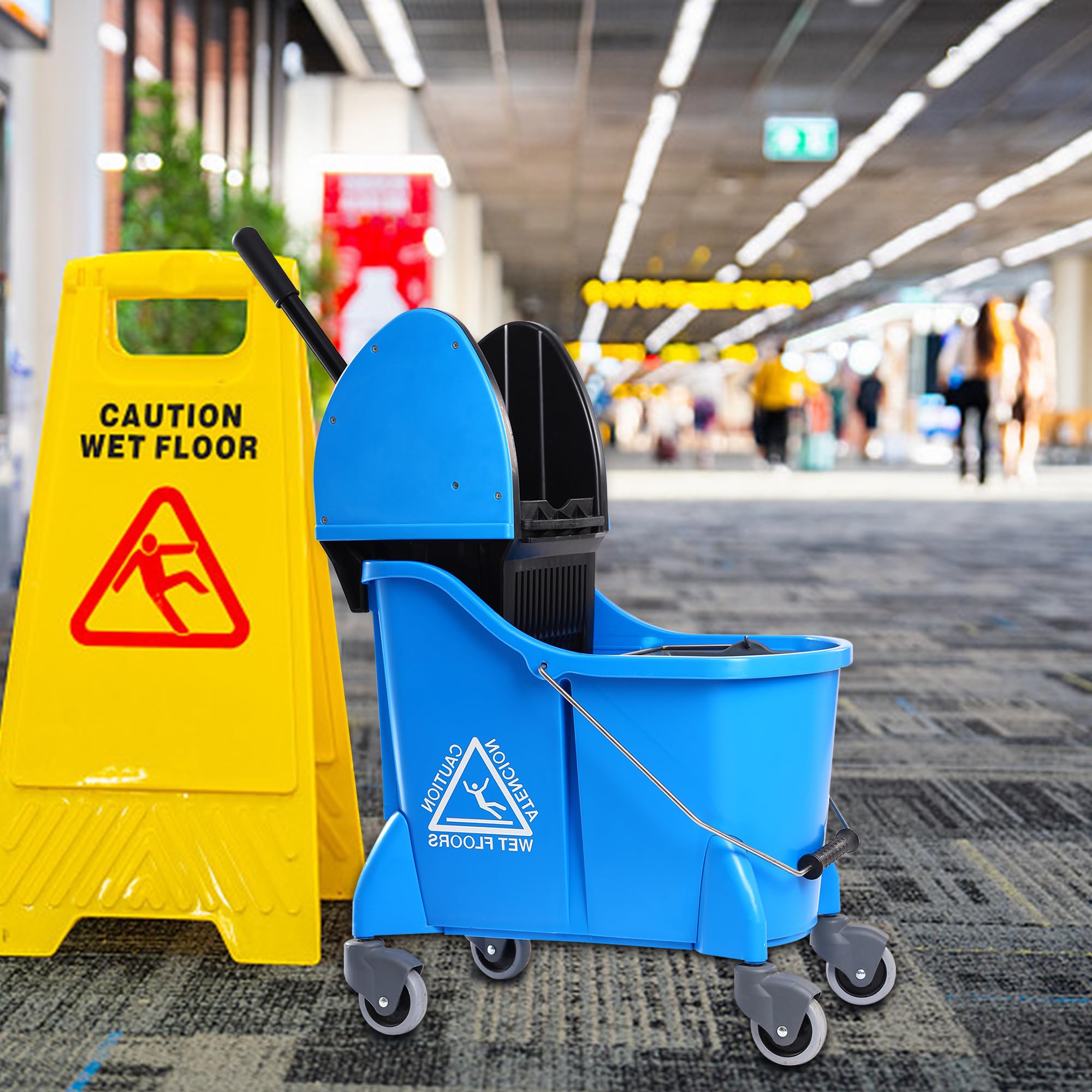 Mop Bucket with Wringer, Separate Dirty Water for Floor Cleaning