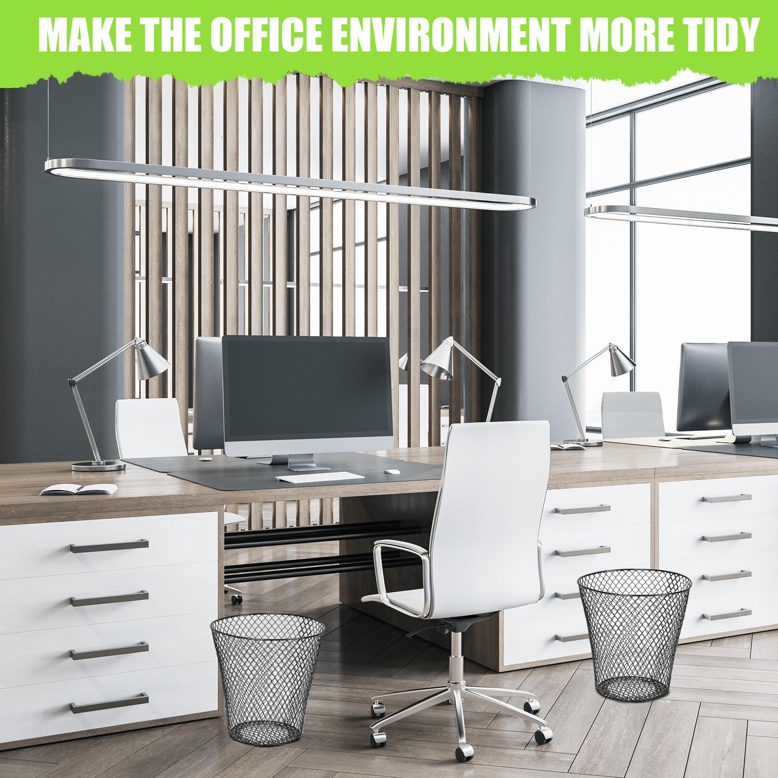 10 Pack Round Waste Basket, Wire Mesh Desk Metal Trash Garbage Can