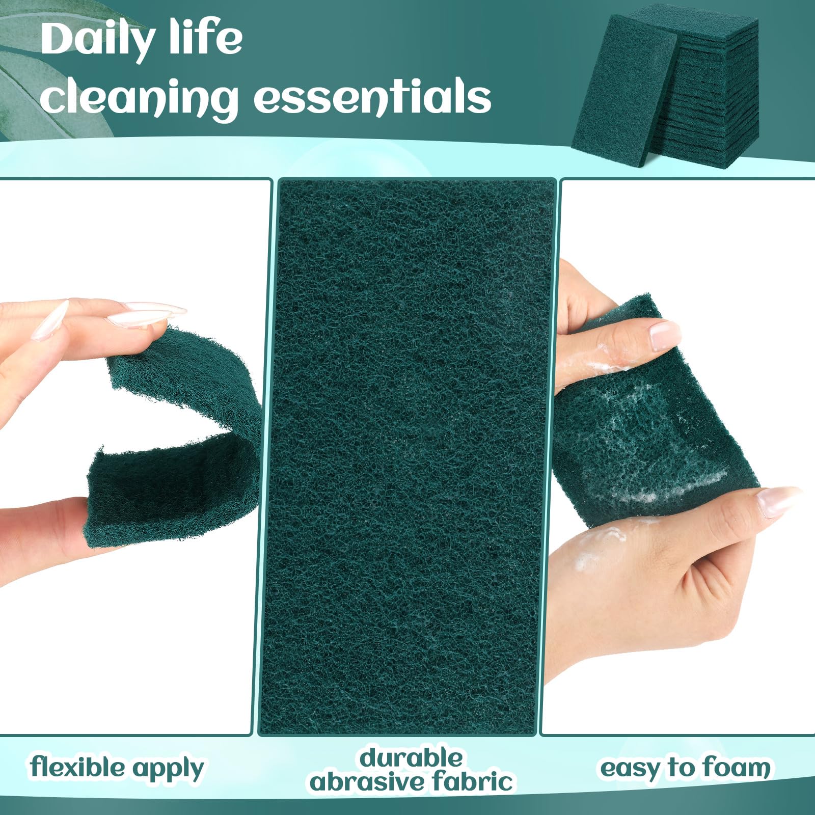 Heavy Duty Scouring Pads Non Scratch, 4.3 x 3 x 0.3 in (50 / 100 / 150 / 200 Pcs )